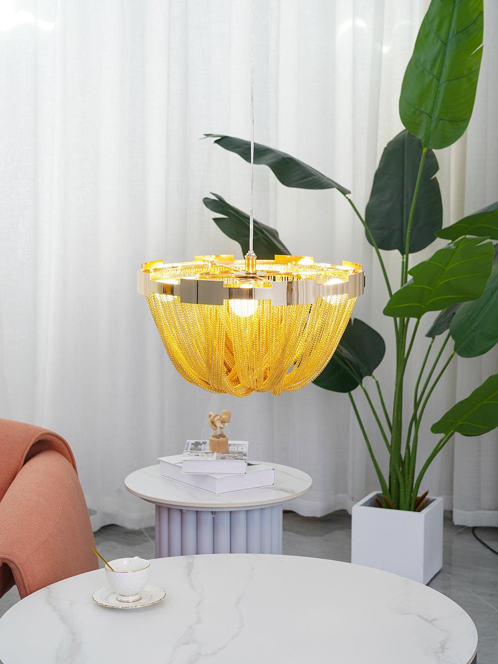 Lustra Ceiling Light Tassel Aluminum Chain Nickel Frame - Letslighting