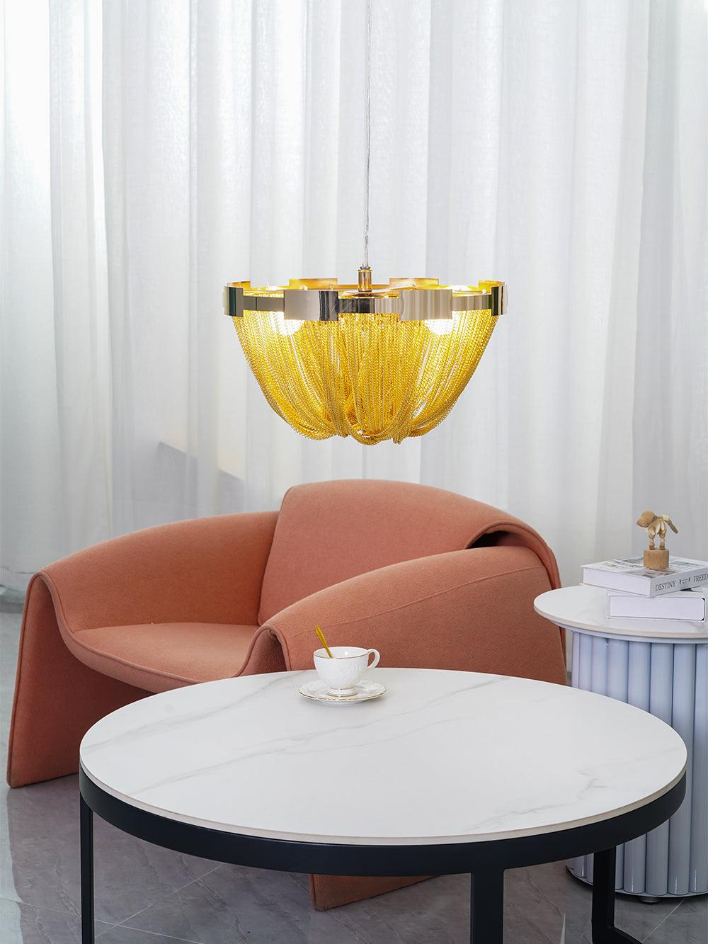 Lustra Ceiling Light Tassel Aluminum Chain Nickel Frame - Letslighting