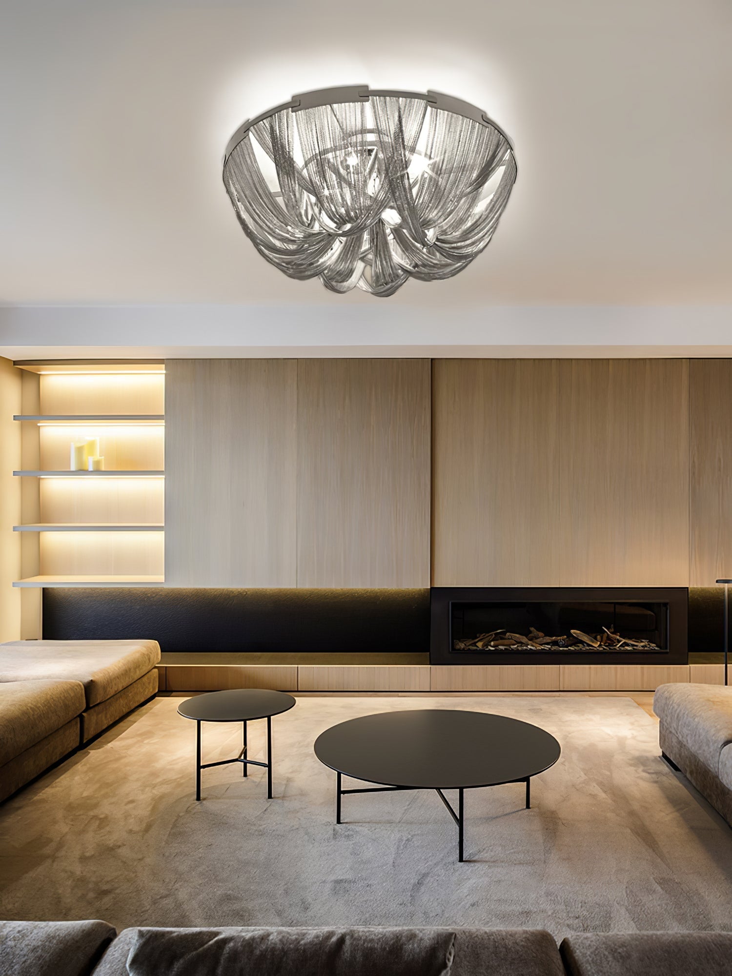 Lustra Ceiling Light Tassel Aluminum Chain Nickel Frame - Letslighting