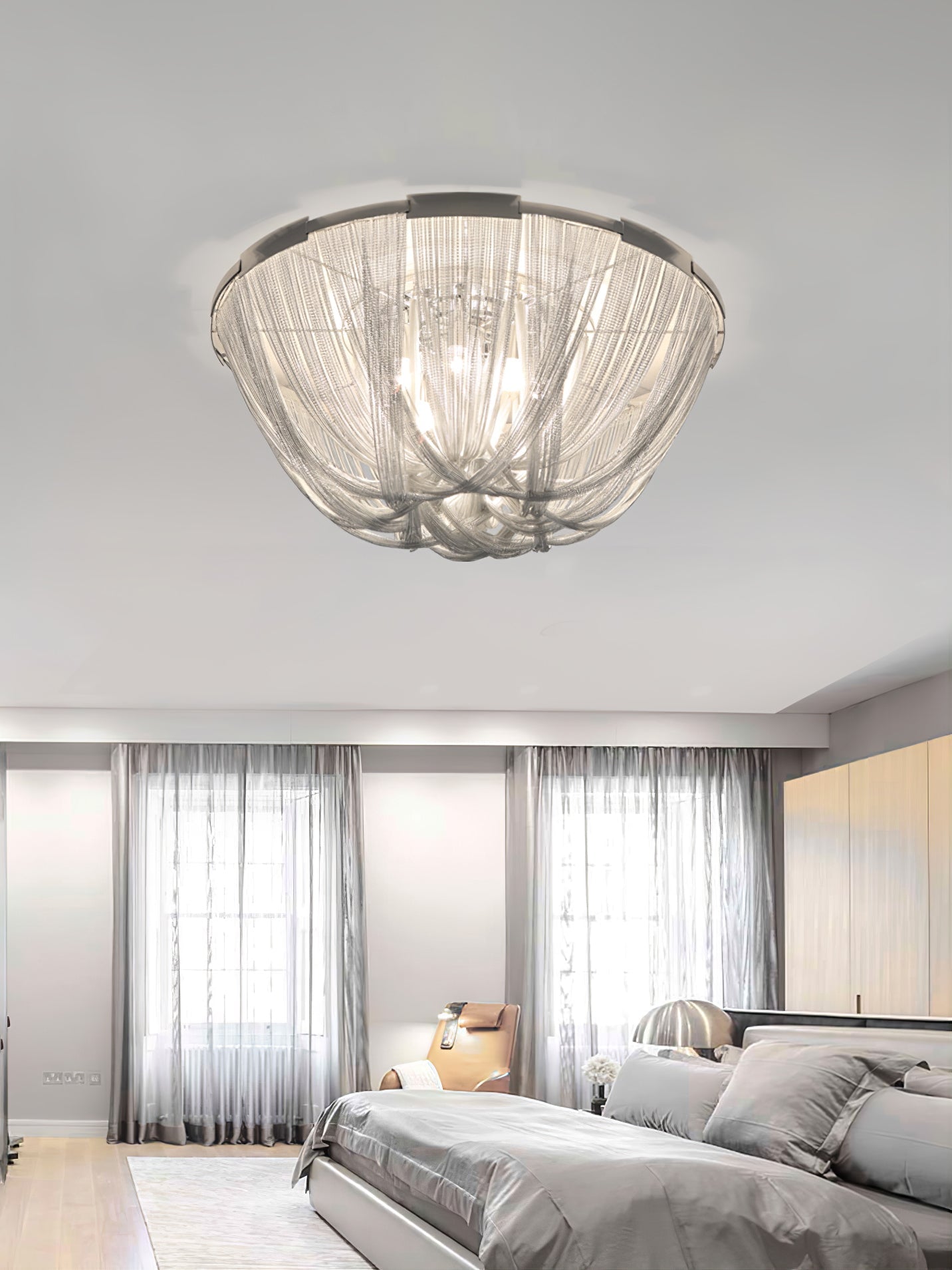 Lustra Ceiling Light Tassel Aluminum Chain Nickel Frame - Letslighting