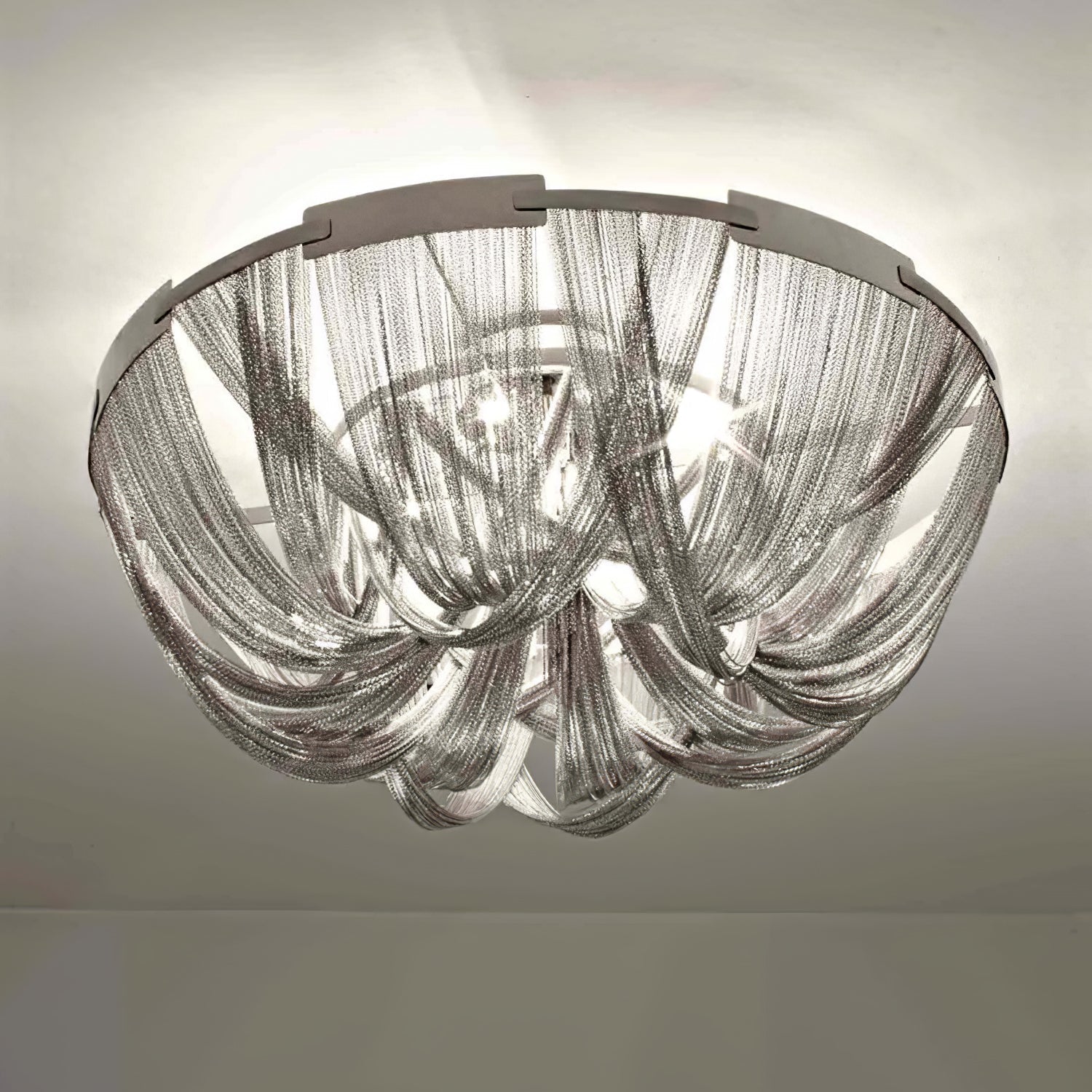 Lustra Ceiling Light Tassel Aluminum Chain Nickel Frame - Letslighting