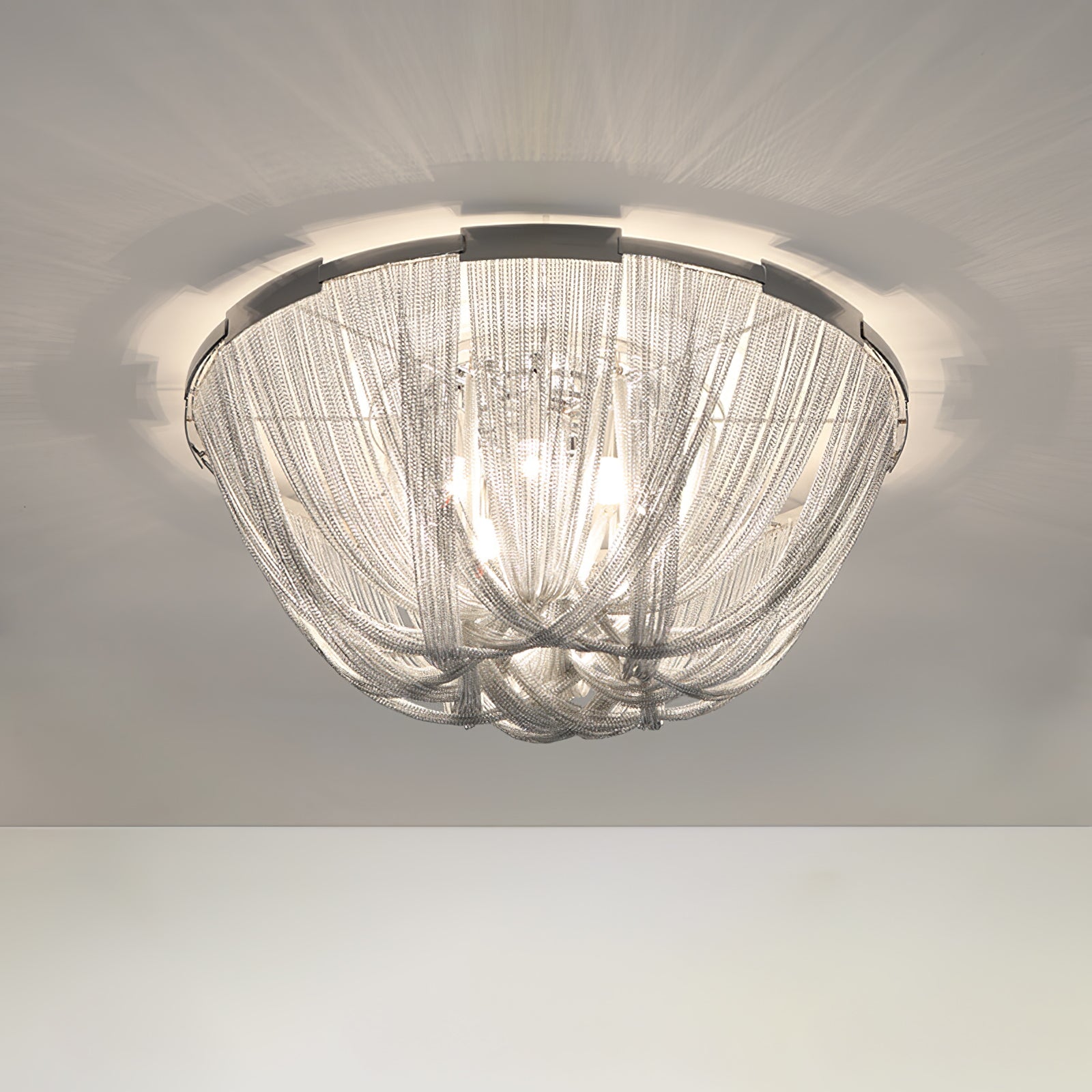 Lustra Ceiling Light Tassel Aluminum Chain Nickel Frame - Letslighting
