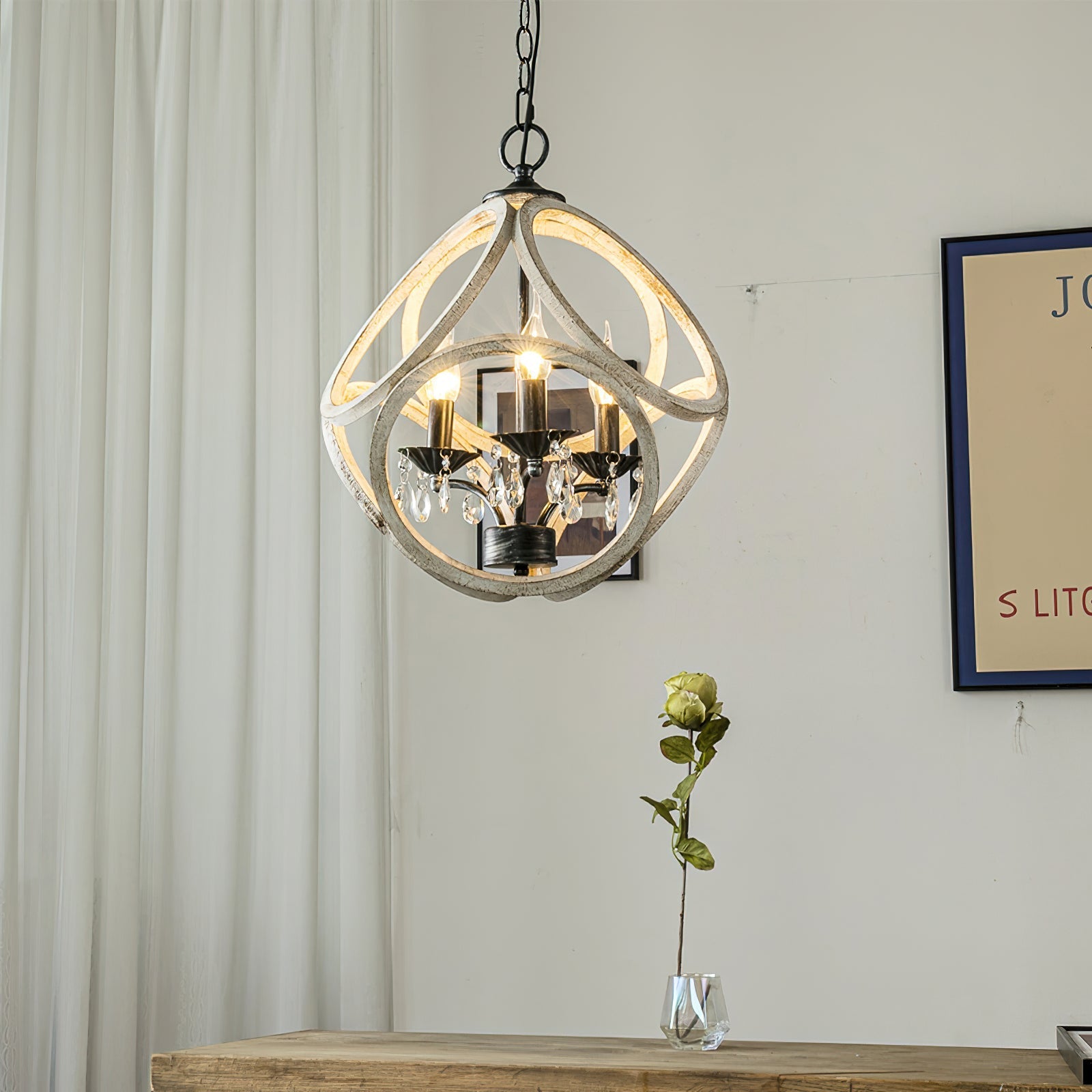 Viraearae Premium Nordic Crystal Wood Pendant Lamp - Letslighting