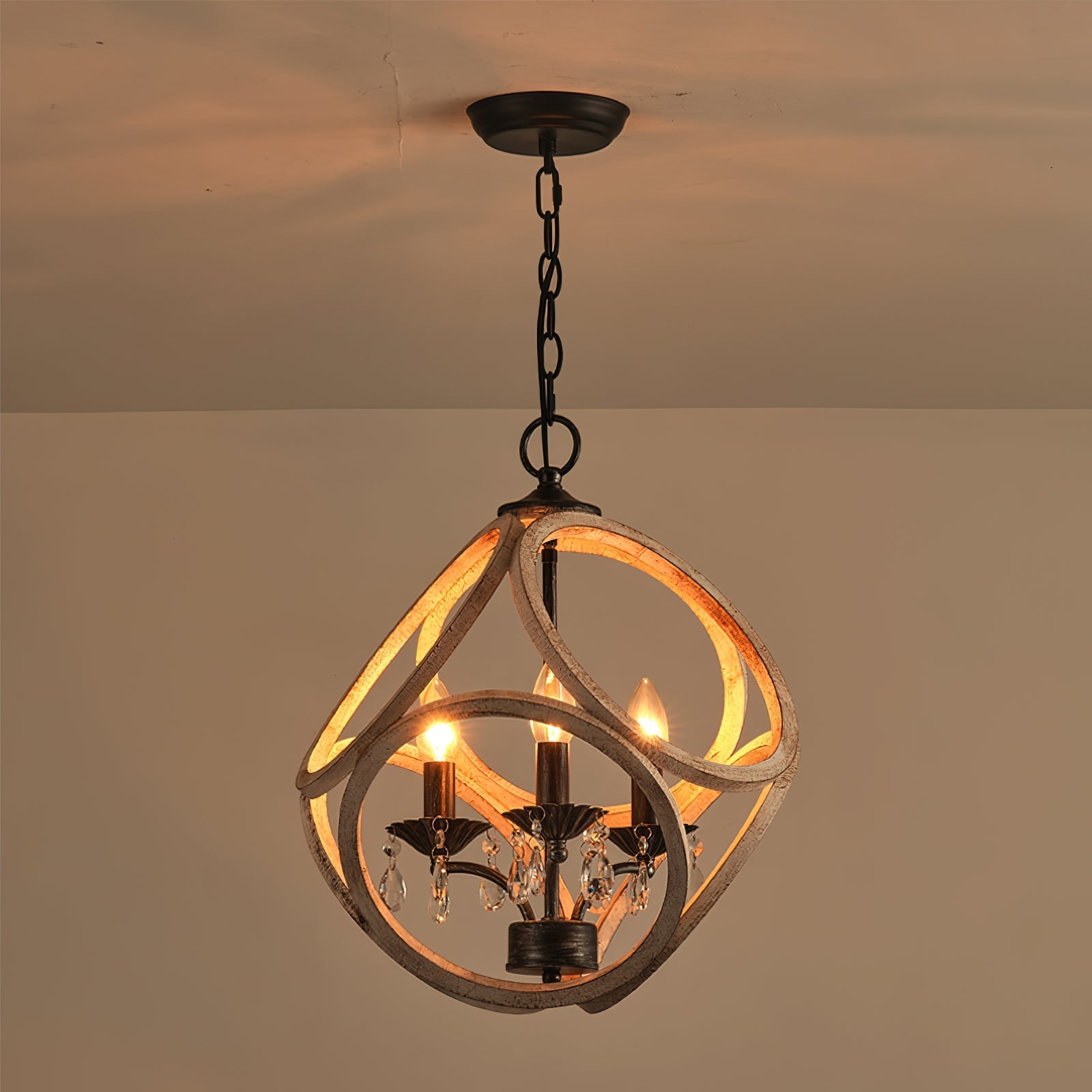 Viraearae Premium Nordic Crystal Wood Pendant Lamp - Letslighting