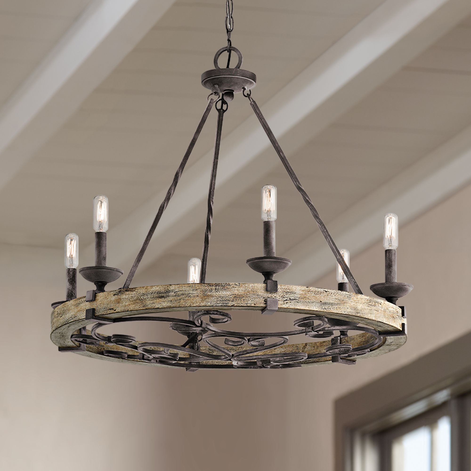 Evtalen Vintage Industrial Wooden Chandelier - Letslighting