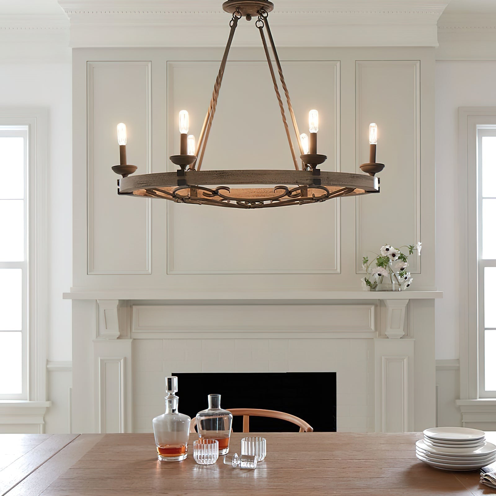 Evtalen Vintage Industrial Wooden Chandelier - Letslighting