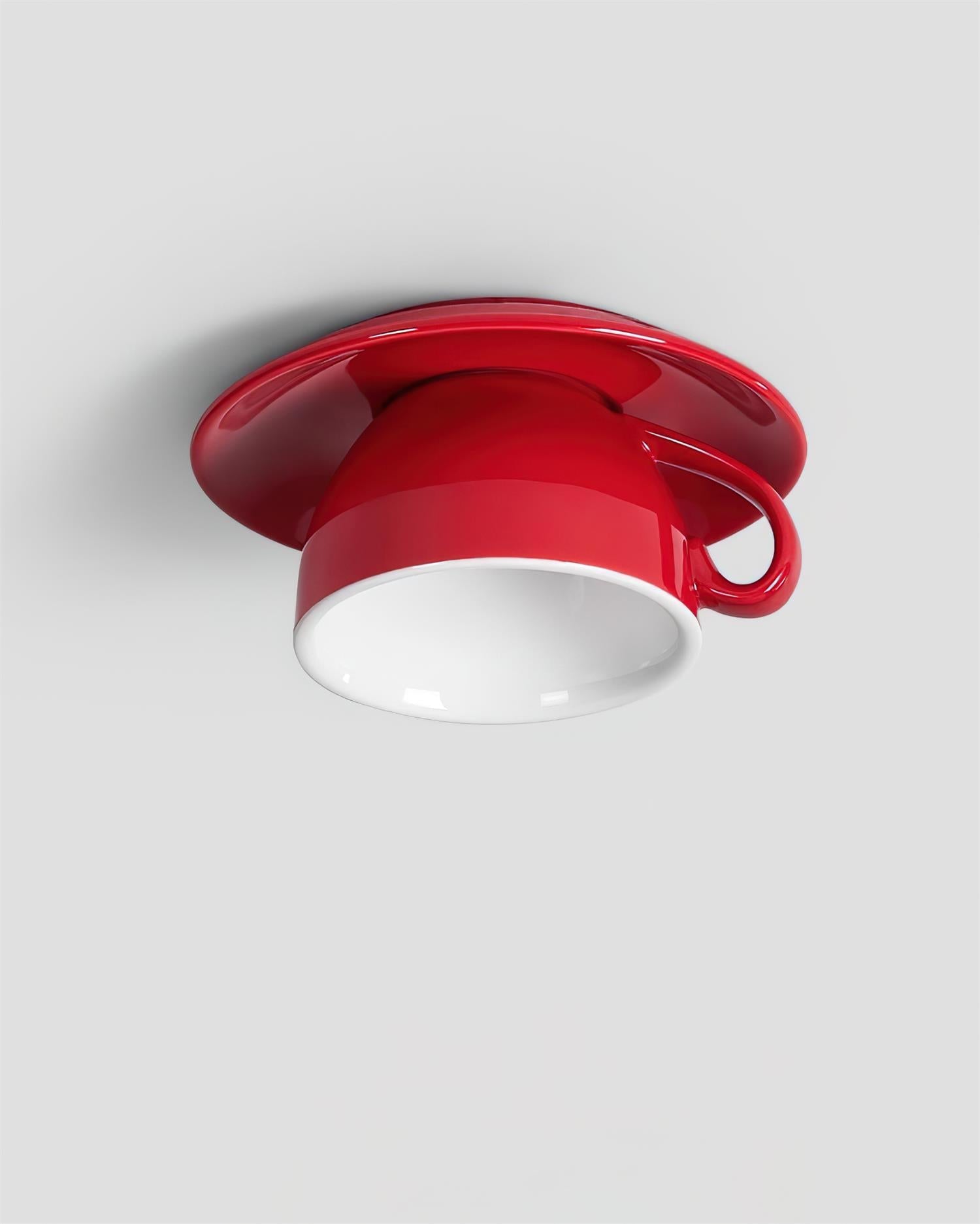 Teacup Ceiling Lamp Red Ceramics - Letslighting