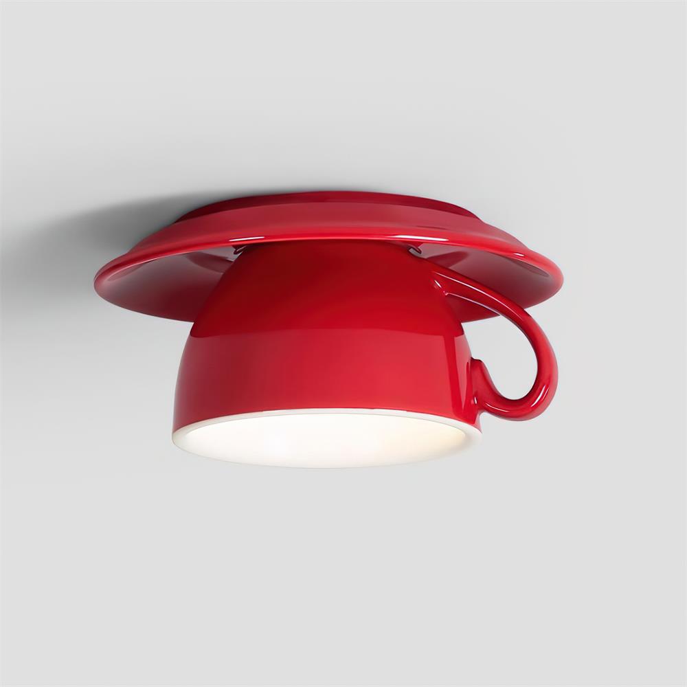 Teacup Ceiling Lamp Red Ceramics - Letslighting