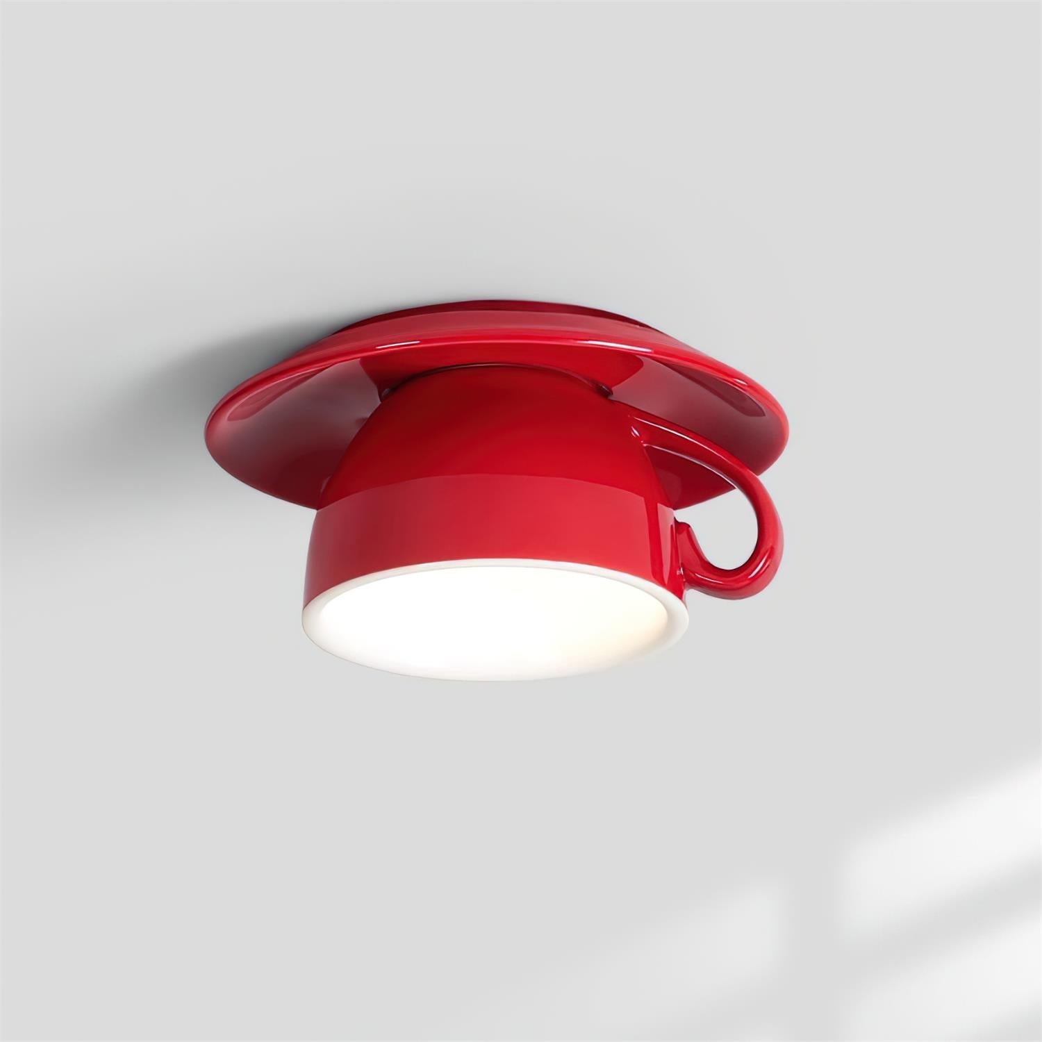 Teacup Ceiling Lamp Red Ceramics - Letslighting
