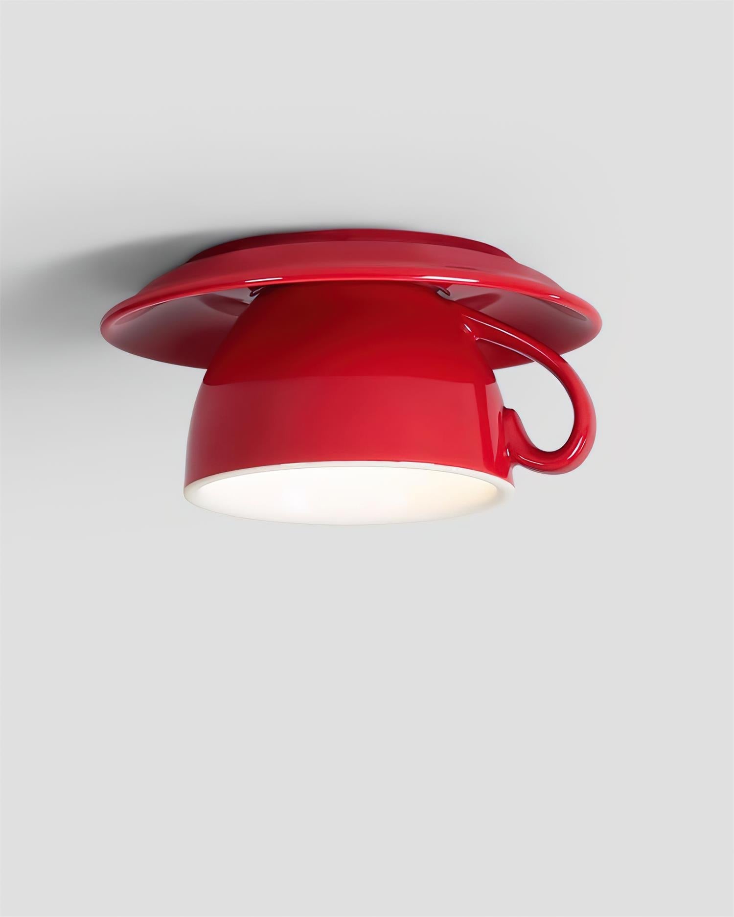 Teacup Ceiling Lamp Red Ceramics - Letslighting