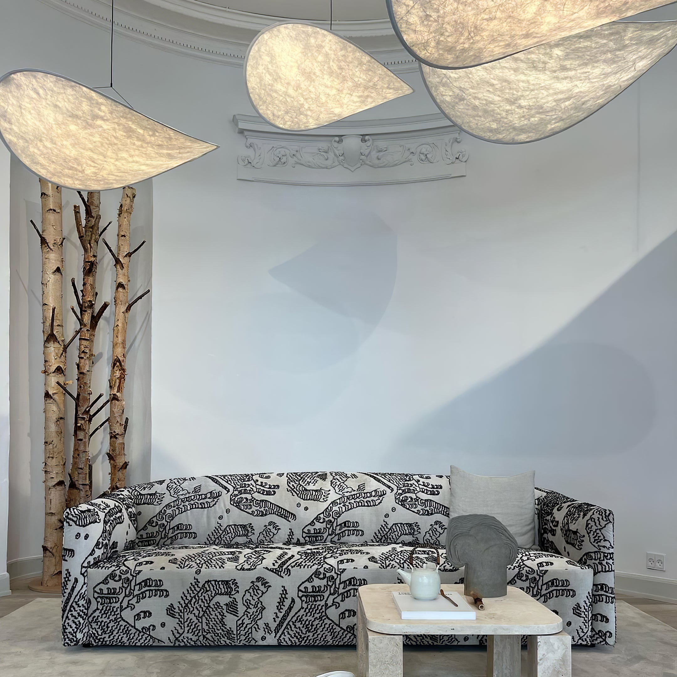 Elyno Sculptural Fabric Pendant Lamp - Letslighting