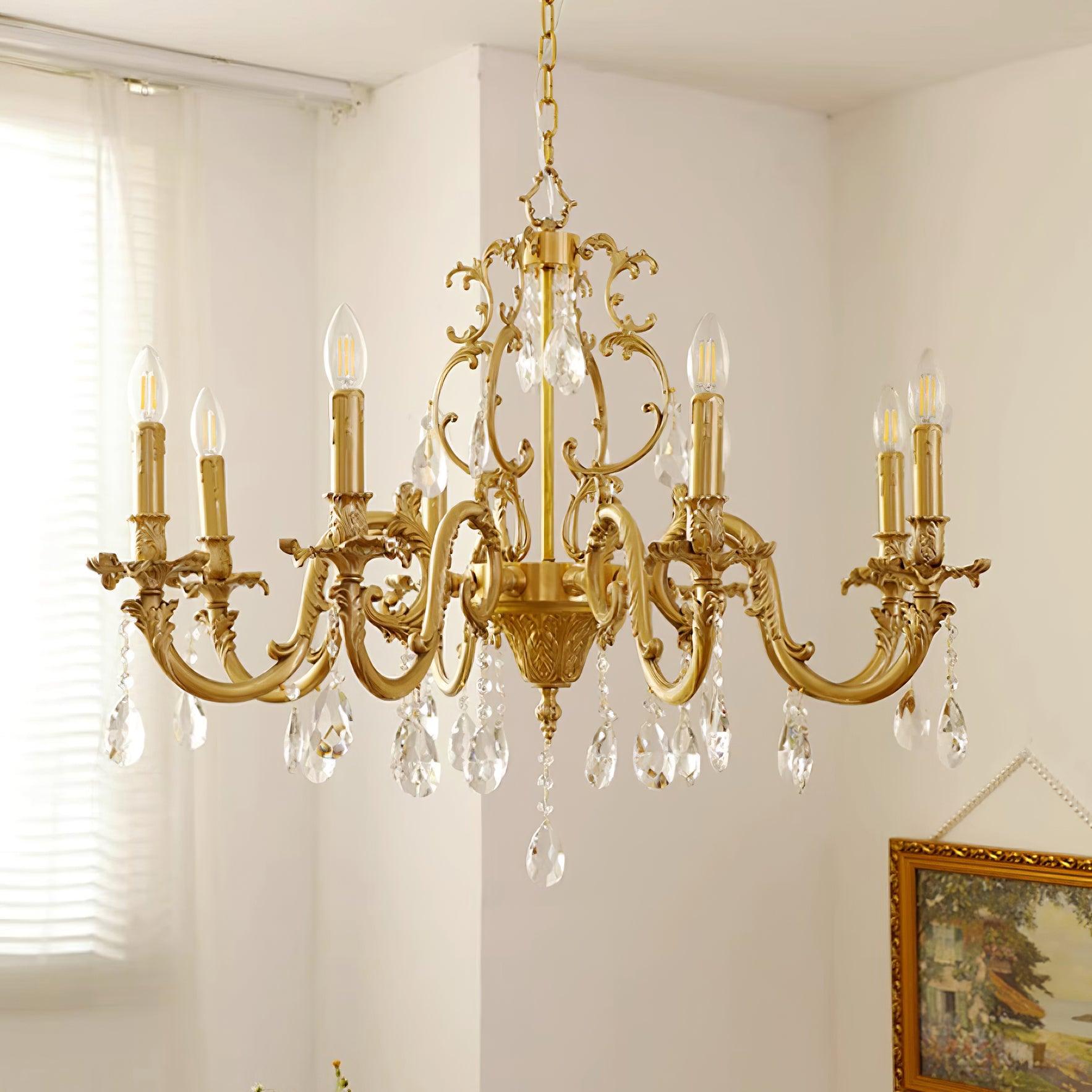 Elvion Classic Brass Crystal Chandelier - Letslighting