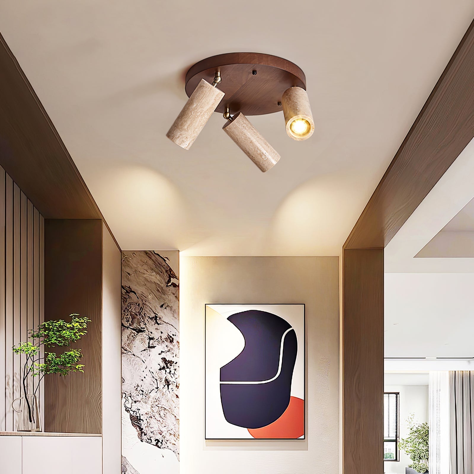 Zevenion Multi-Arm Travertine Ceiling Light - Letslighting