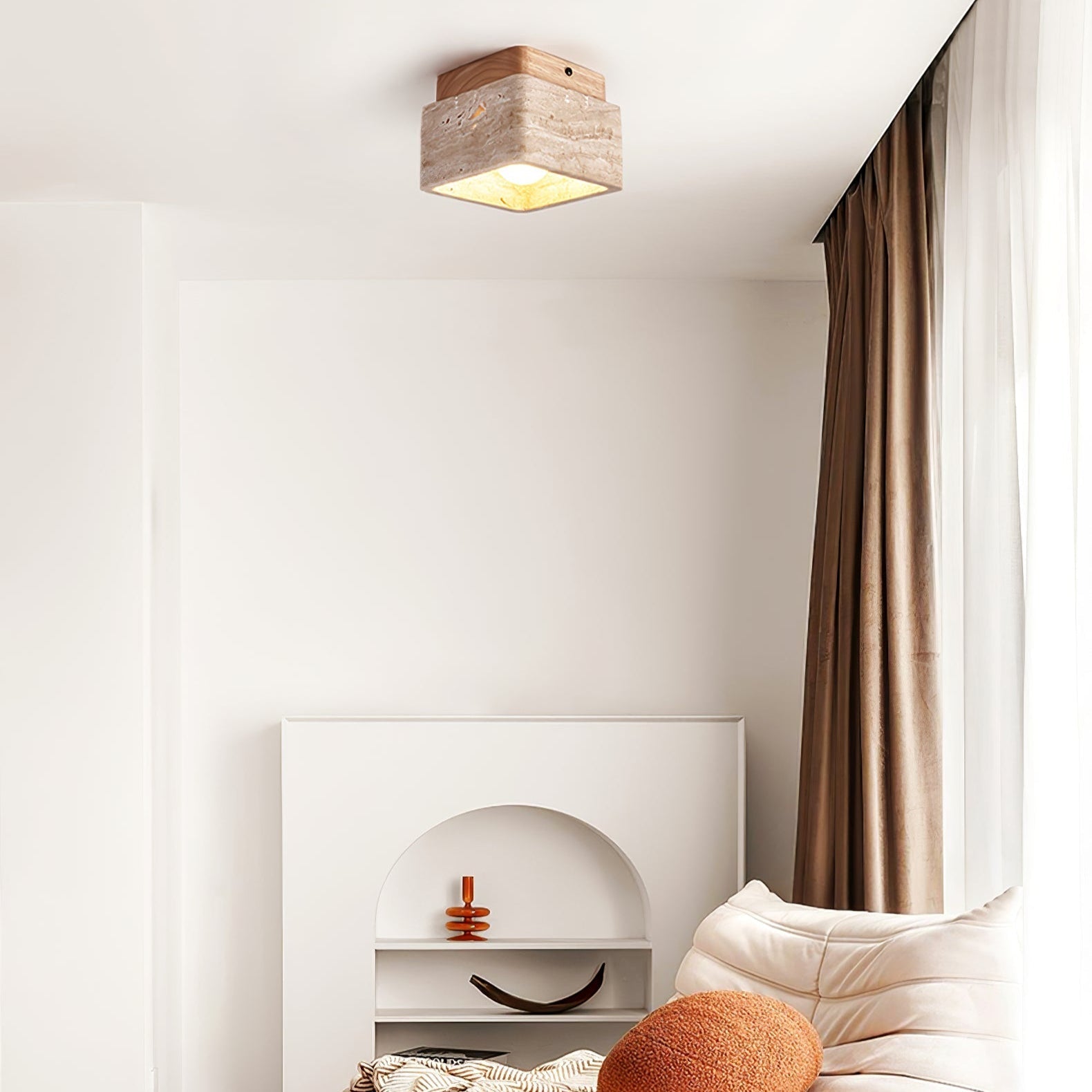 Alaearis Textured Travertine Ceiling Light - Letslighting