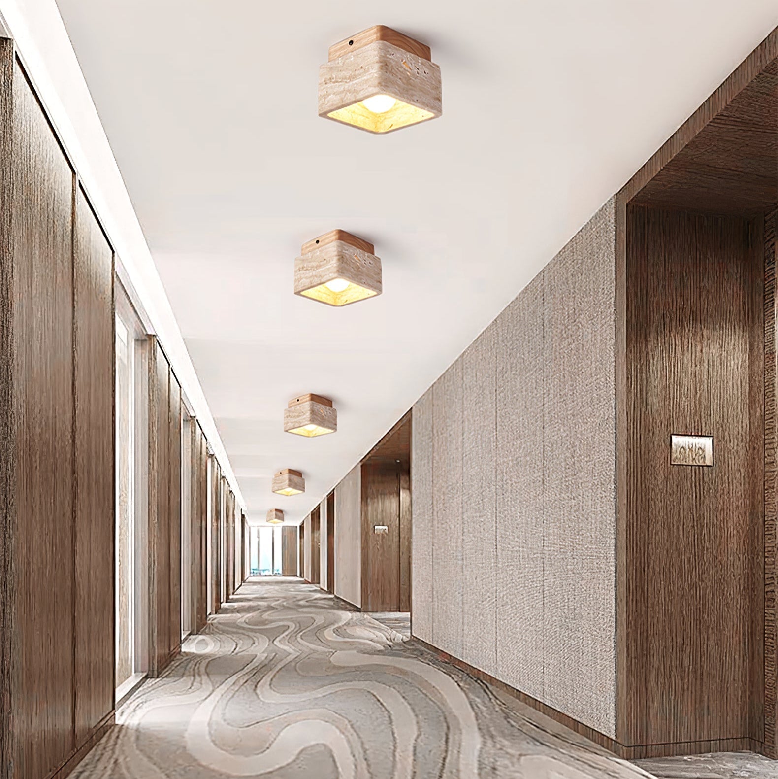 Alaearis Textured Travertine Ceiling Light - Letslighting