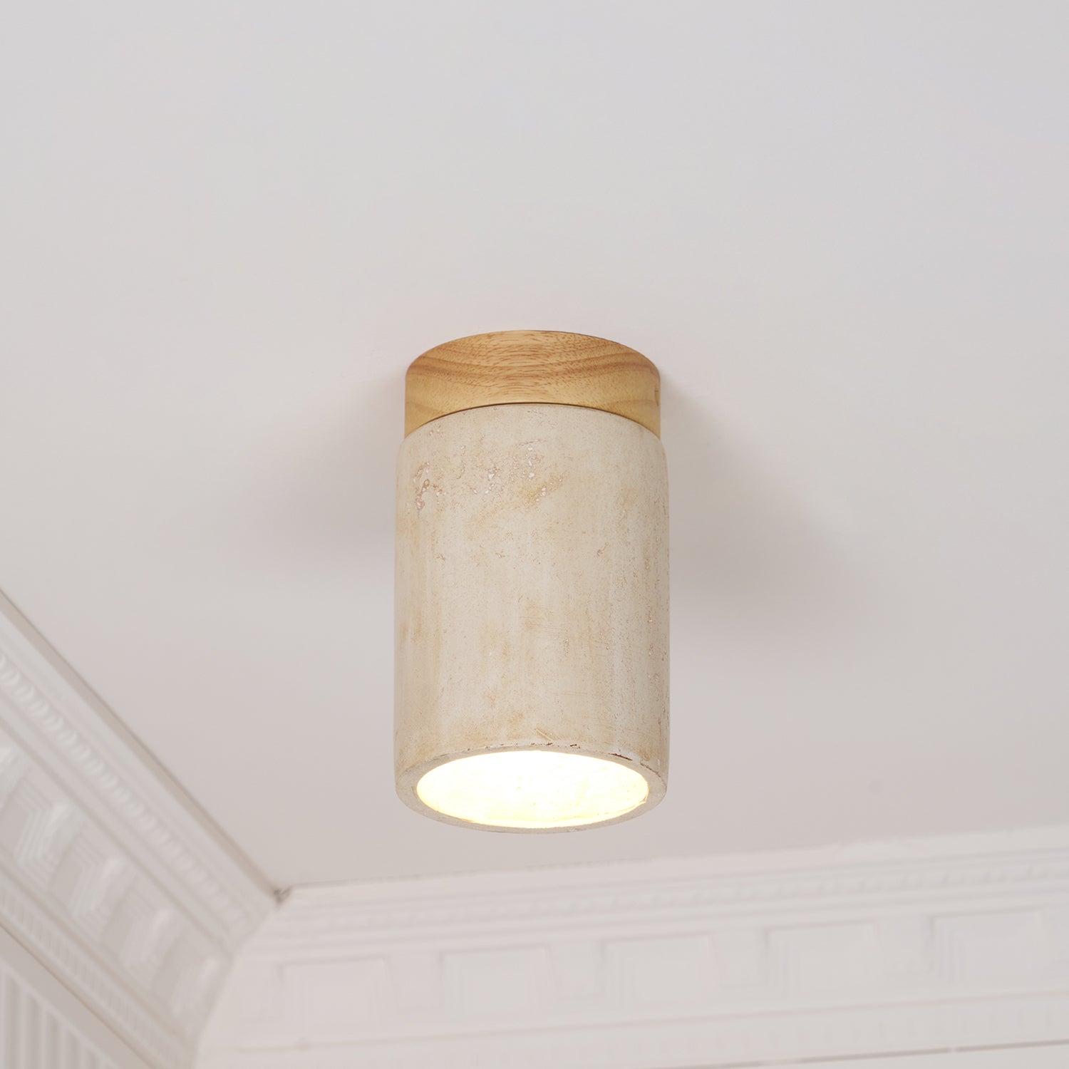 Aurnorira Cylinder Cap Travertine Ceiling Light - Letslighting