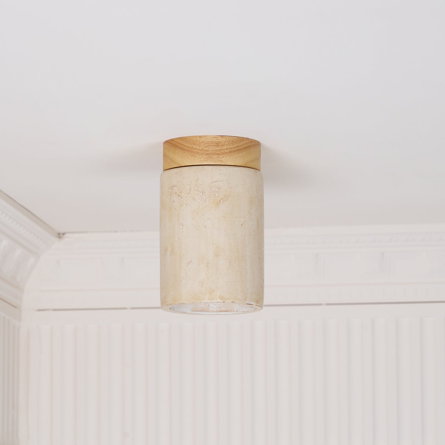 Aurnorira Cylinder Cap Travertine Ceiling Light - Letslighting