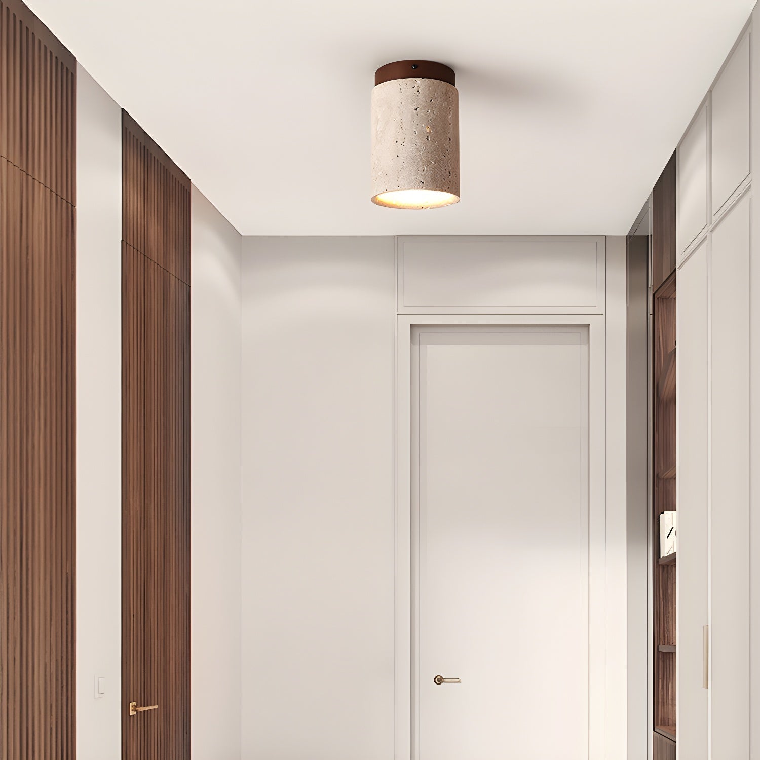 Aurnorira Cylinder Cap Travertine Ceiling Light - Letslighting