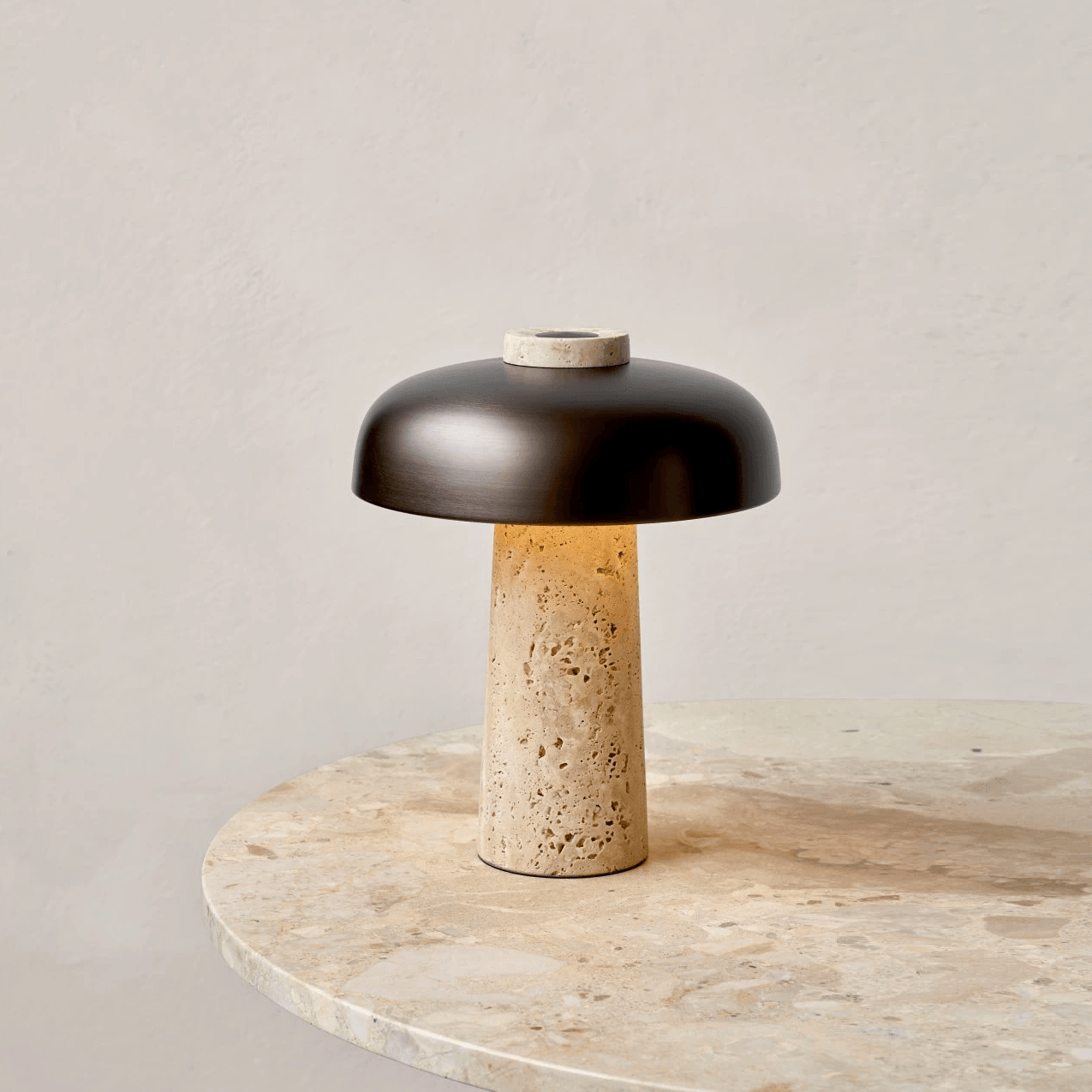 Conore Mushroom Form Travertine Table Lamp - Letslighting