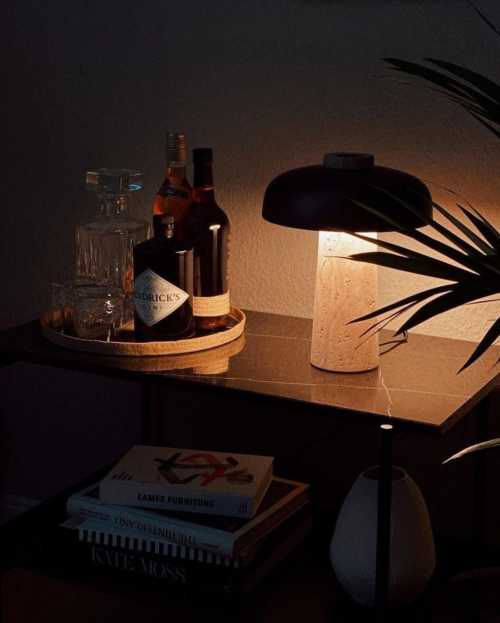 Conore Mushroom Form Travertine Table Lamp - Letslighting