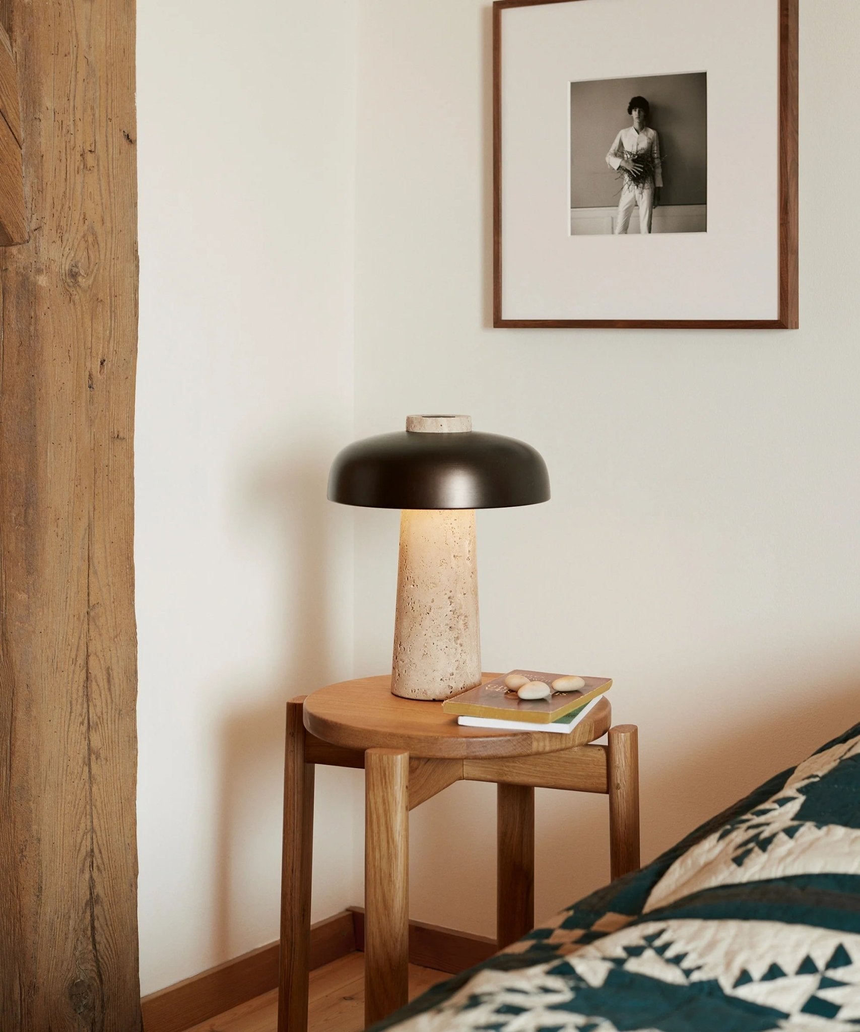 Conore Mushroom Form Travertine Table Lamp - Letslighting