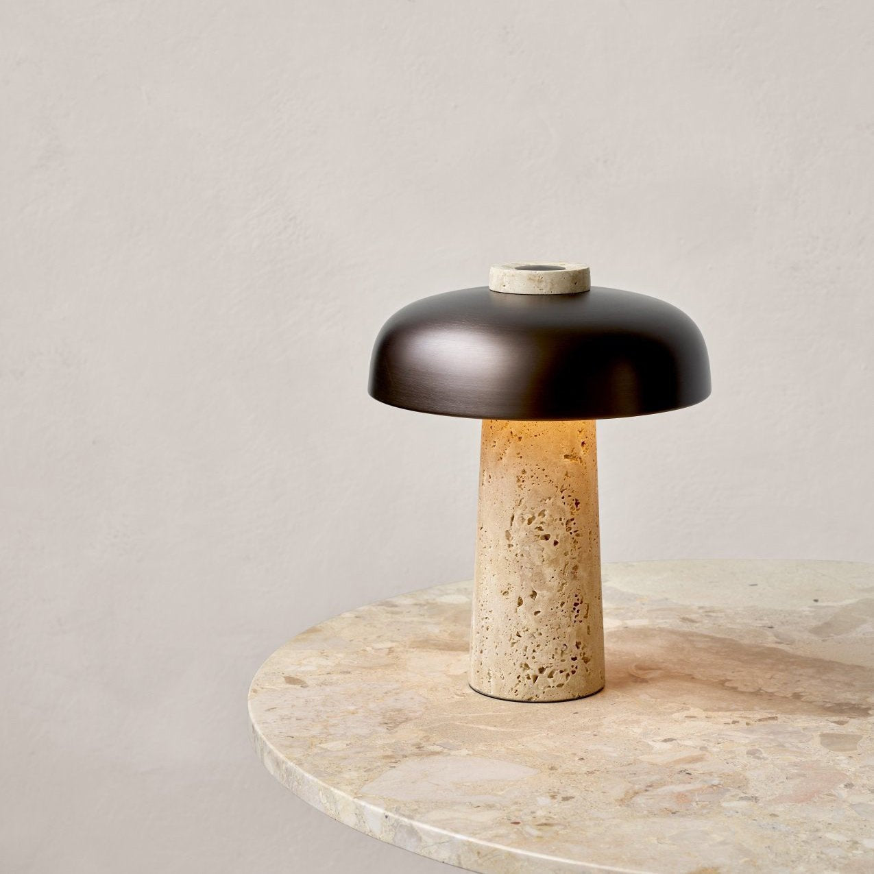Conore Mushroom Form Travertine Table Lamp - Letslighting