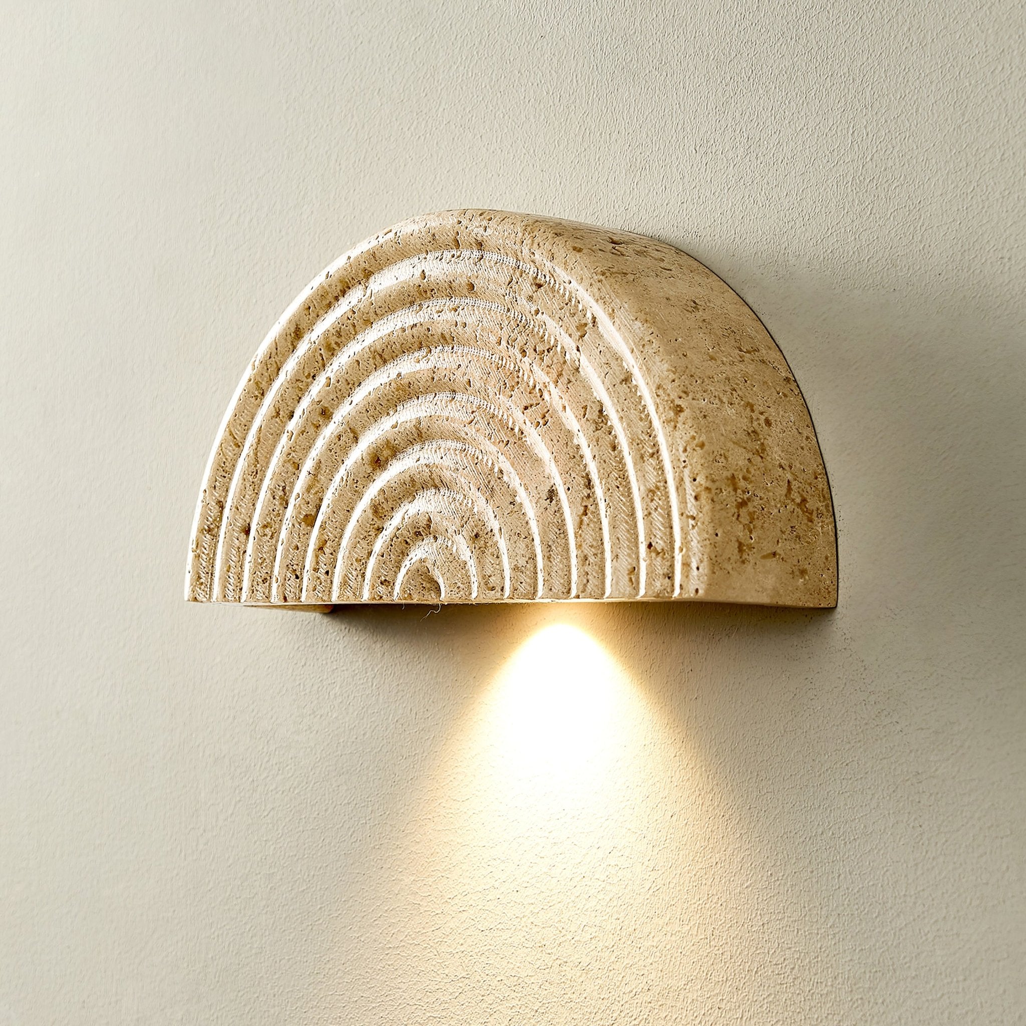 Faro Travertine Half-Moon Wall Lamp