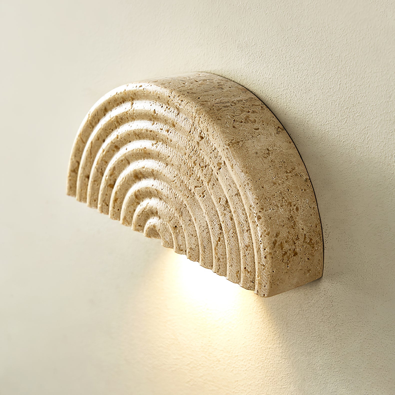 Faro Travertine Half-Moon Wall Lamp