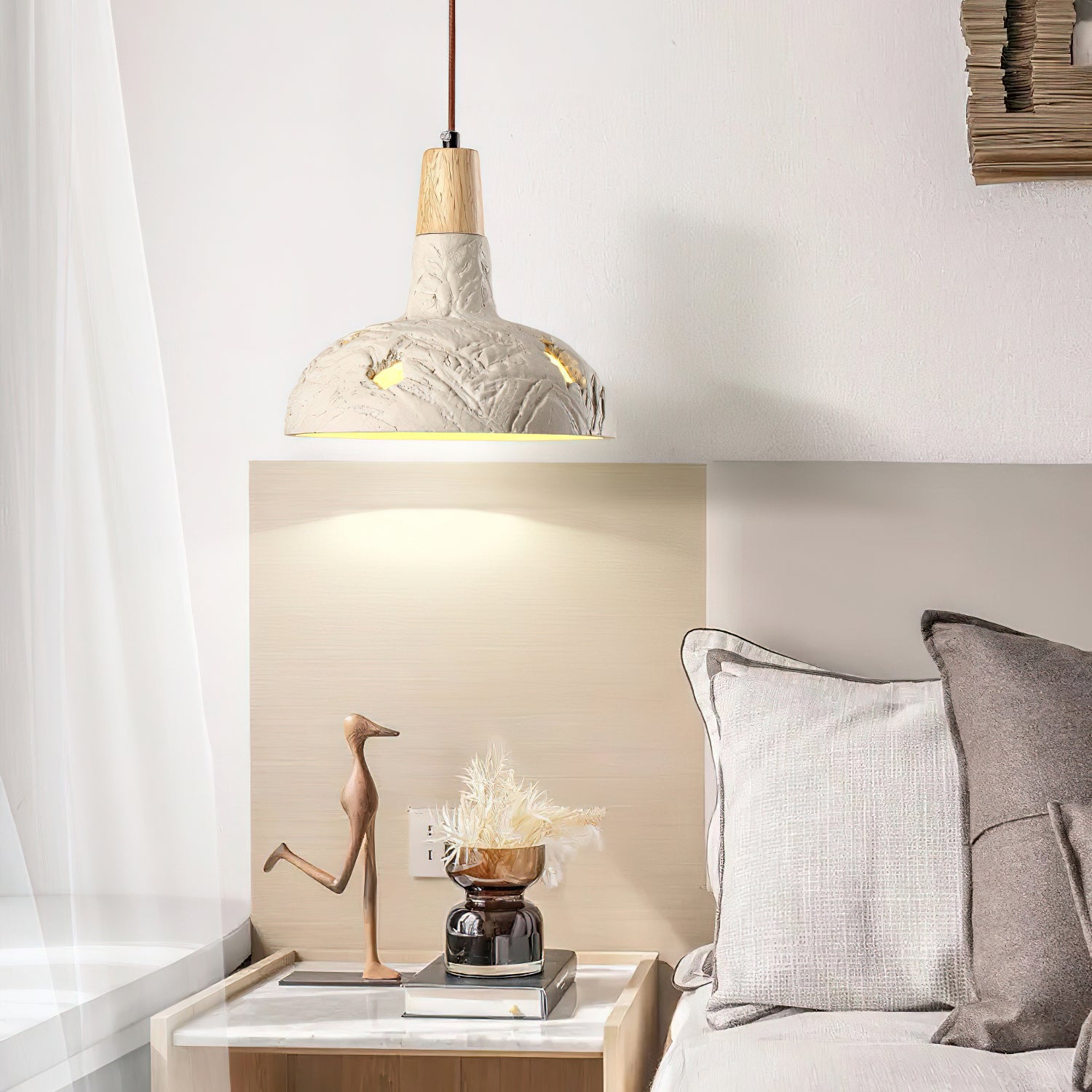 Ormarion Nordic Art Carve Cement Pendant Lamp - Letslighting