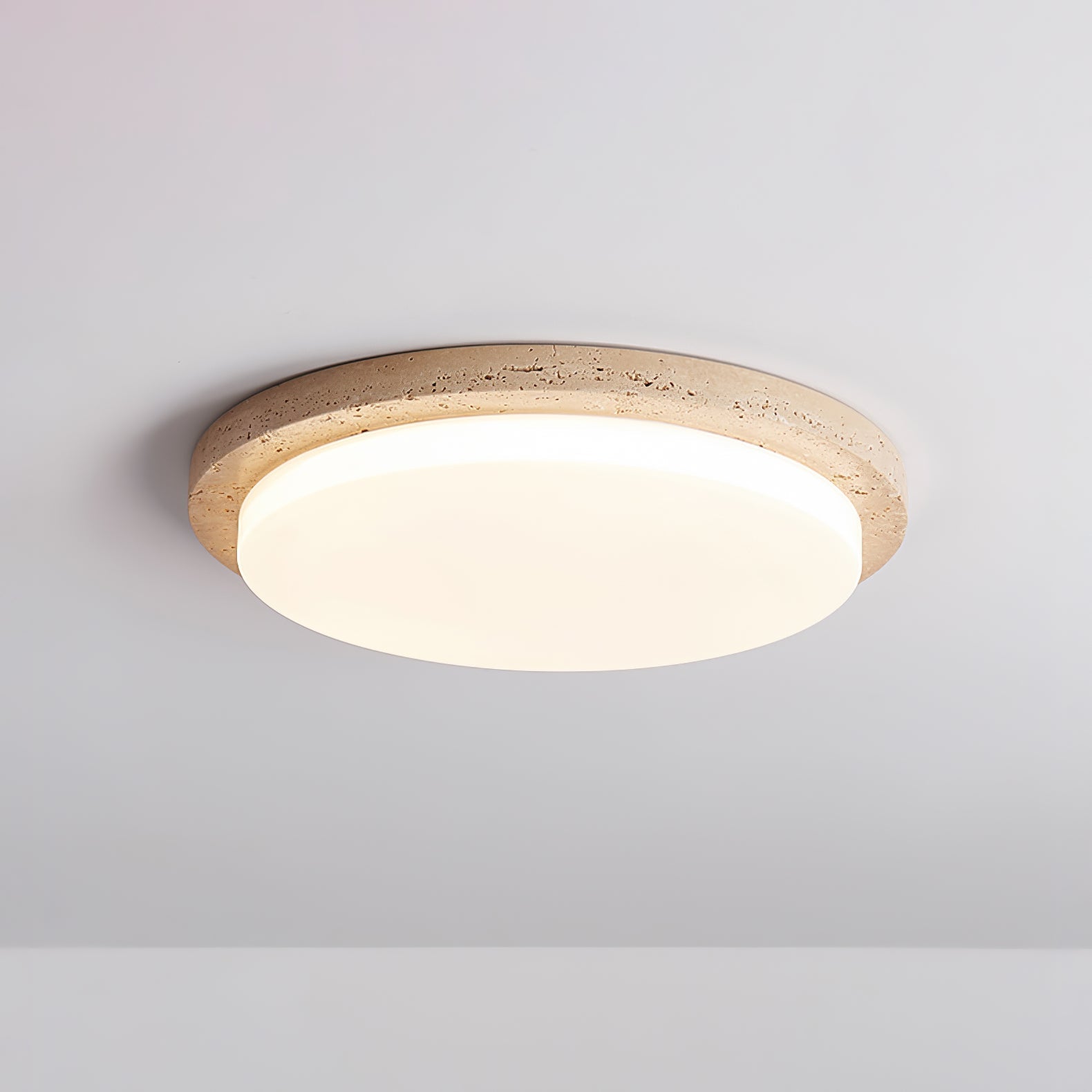 Etala Smooth-Rim Travertine Ceiling Light - Letslighting