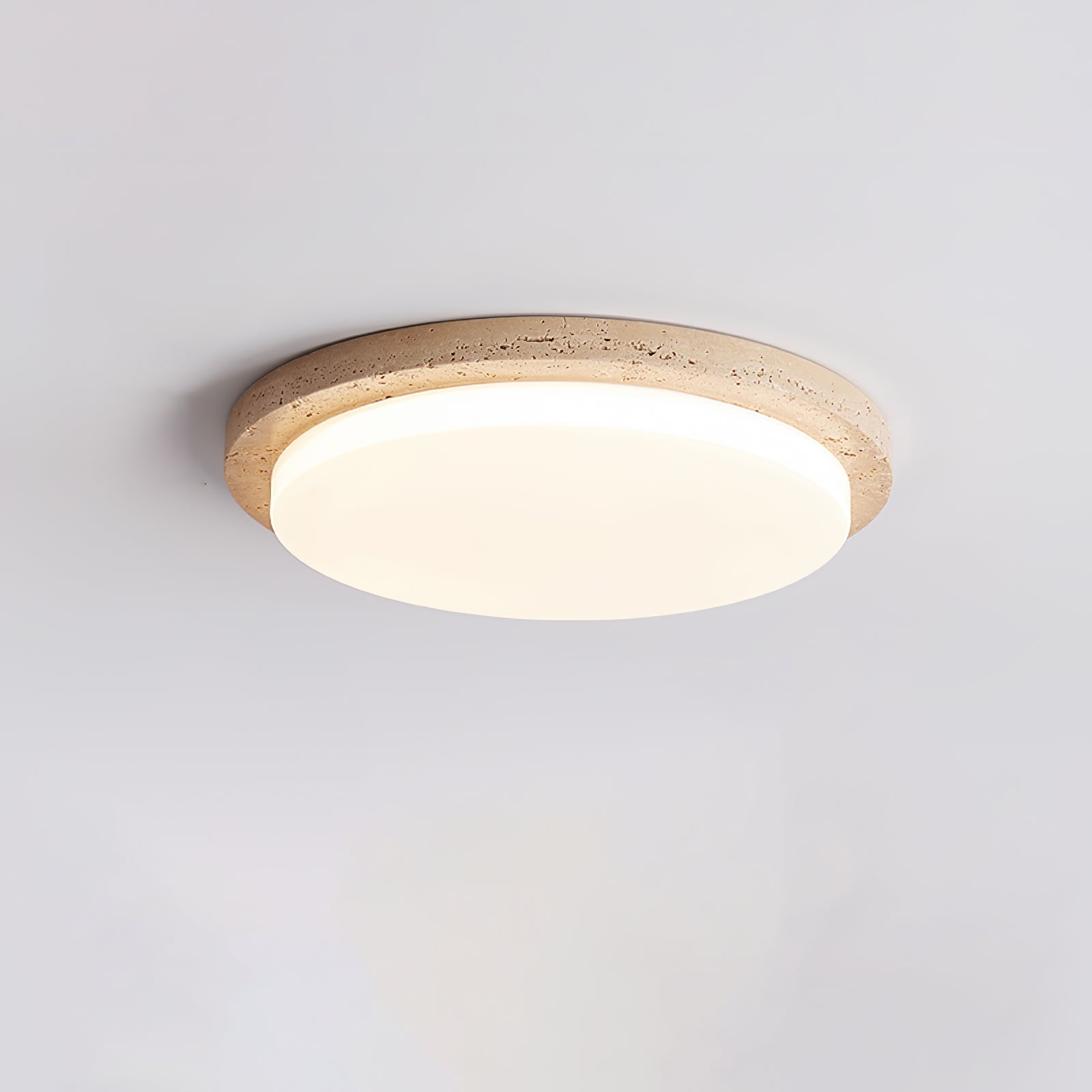 Etala Smooth-Rim Travertine Ceiling Light - Letslighting