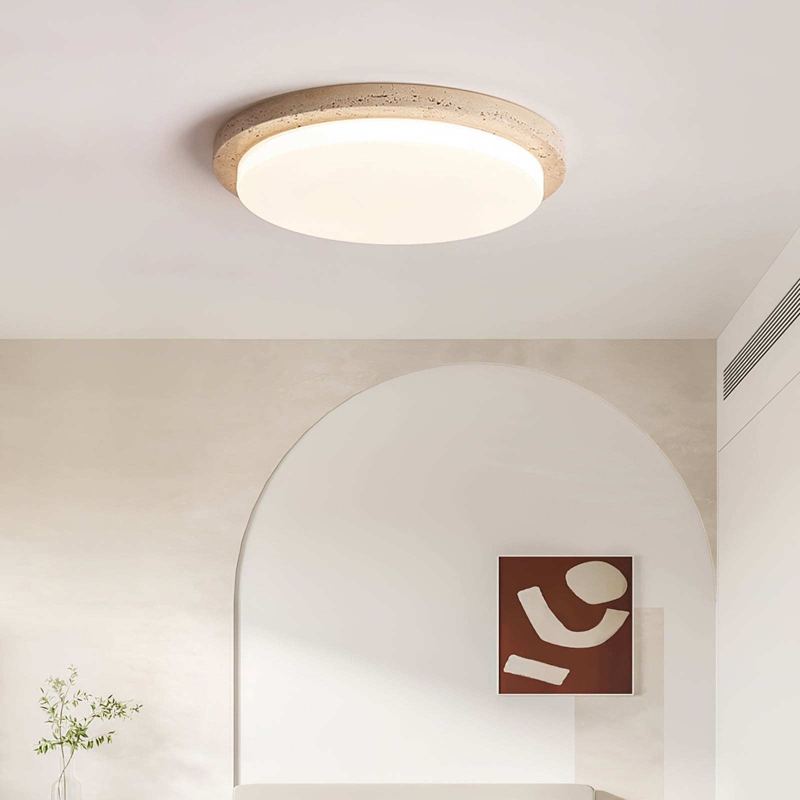 Etala Smooth-Rim Travertine Ceiling Light - Letslighting