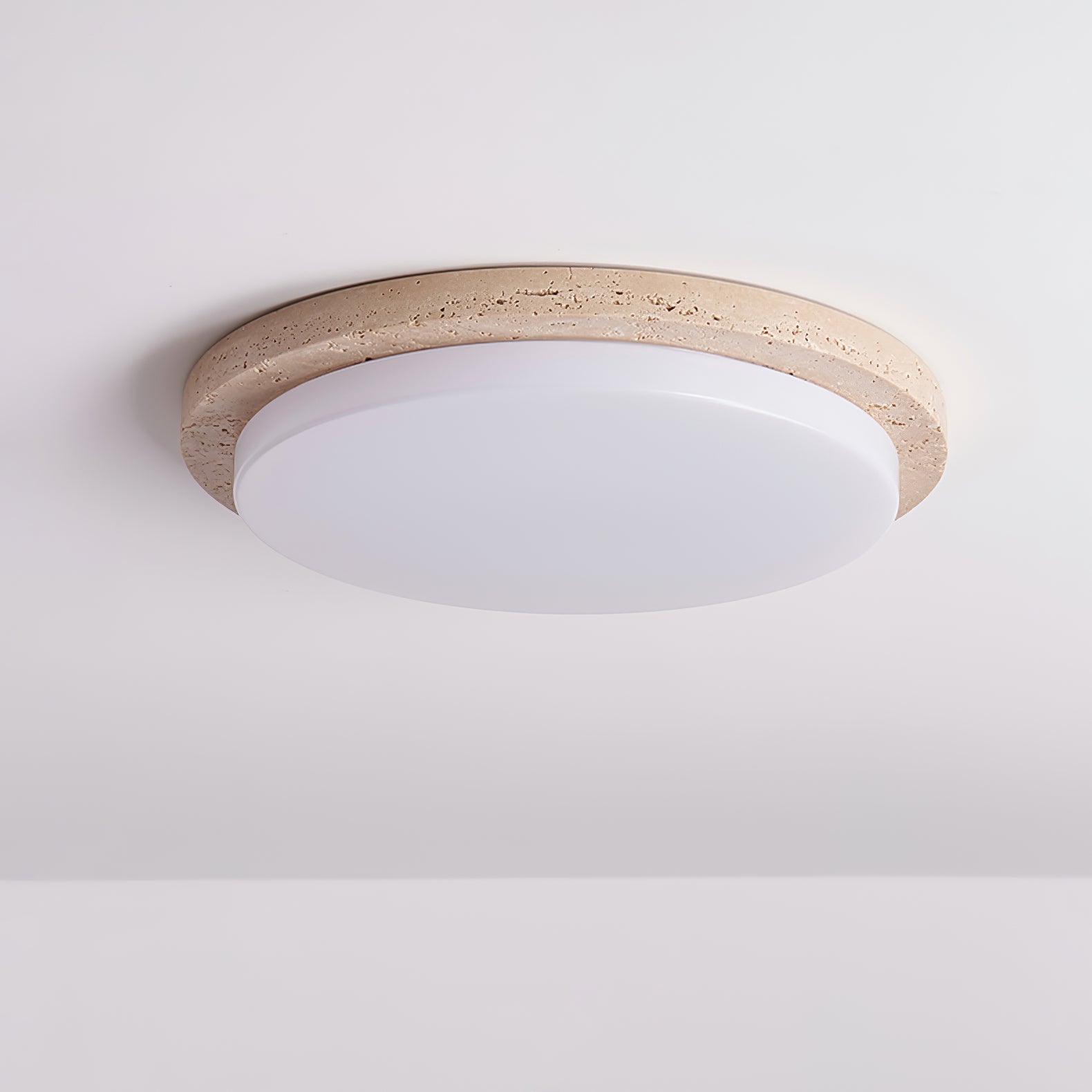 Etala Smooth-Rim Travertine Ceiling Light - Letslighting