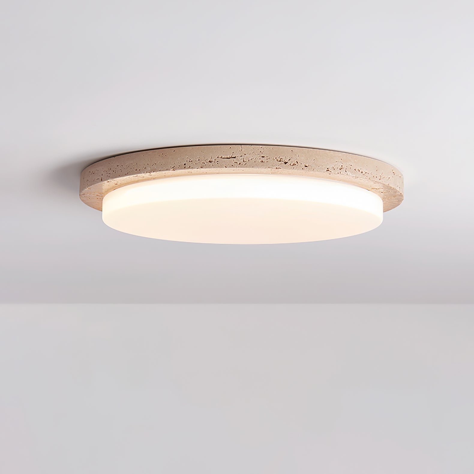 Etala Smooth-Rim Travertine Ceiling Light - Letslighting