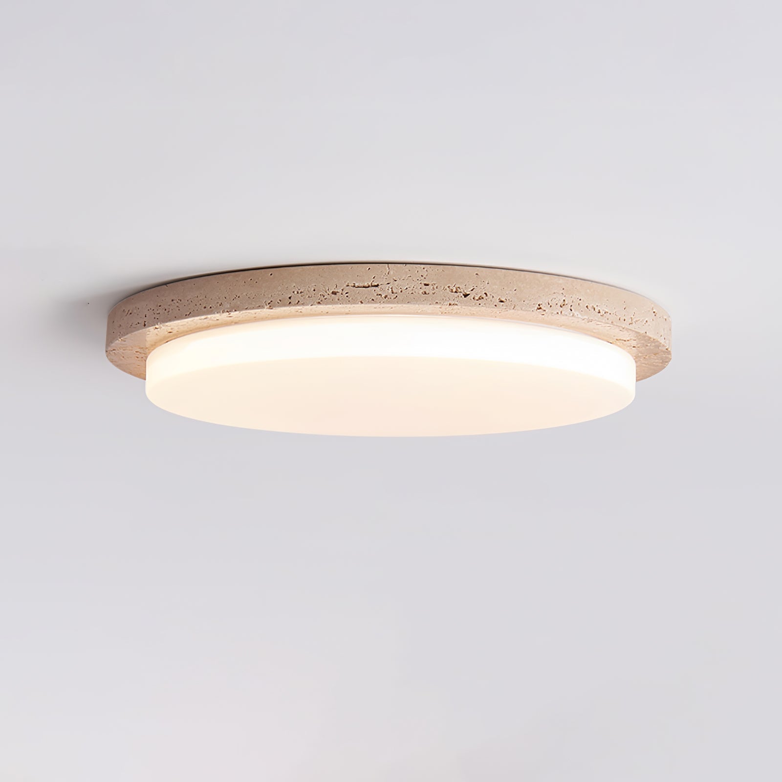 Etala Smooth-Rim Travertine Ceiling Light - Letslighting