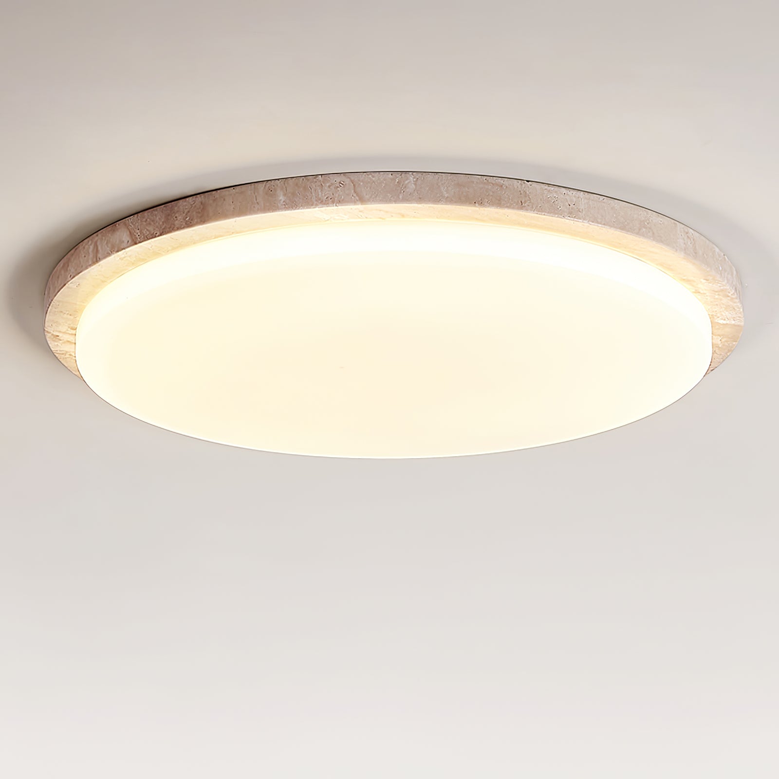 Etala Smooth-Rim Travertine Ceiling Light - Letslighting