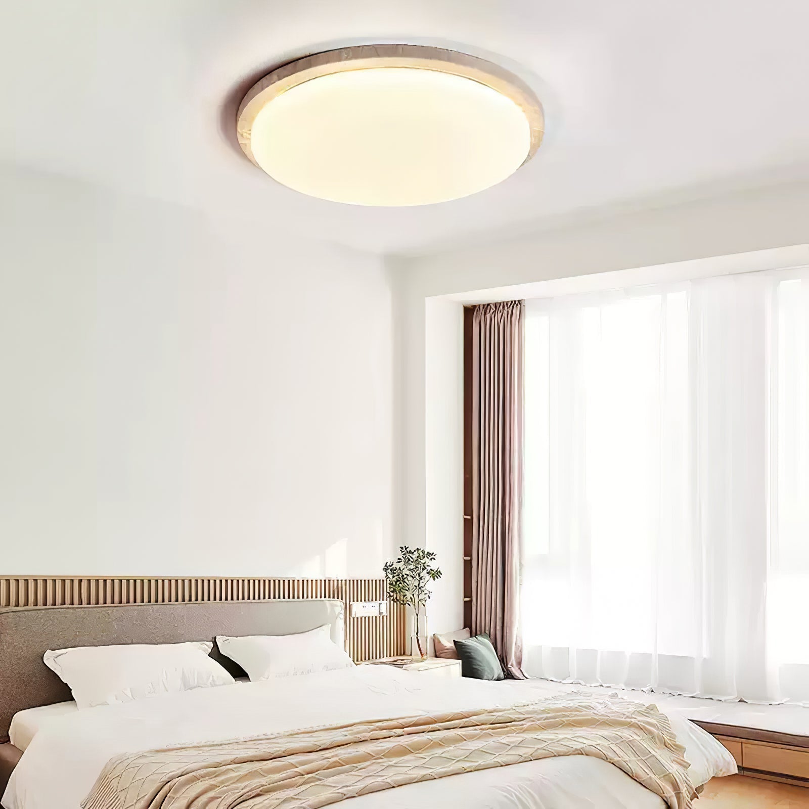 Etala Smooth-Rim Travertine Ceiling Light - Letslighting