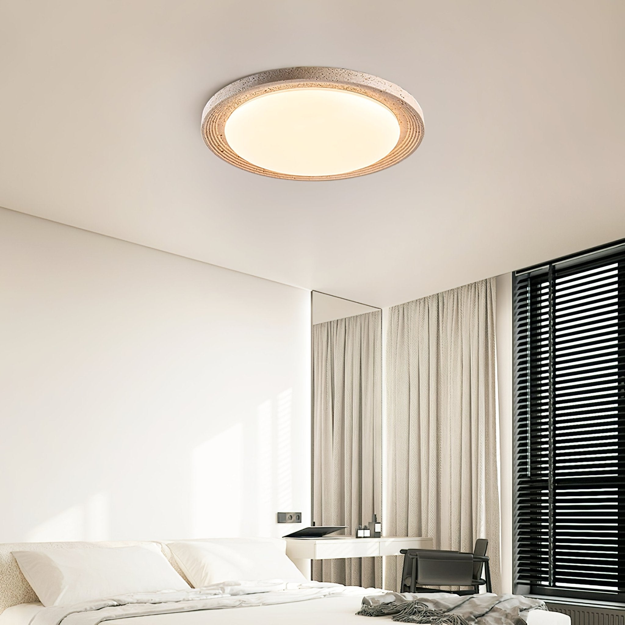 Terralux Modern Travertine & Acrylic Ceiling Light