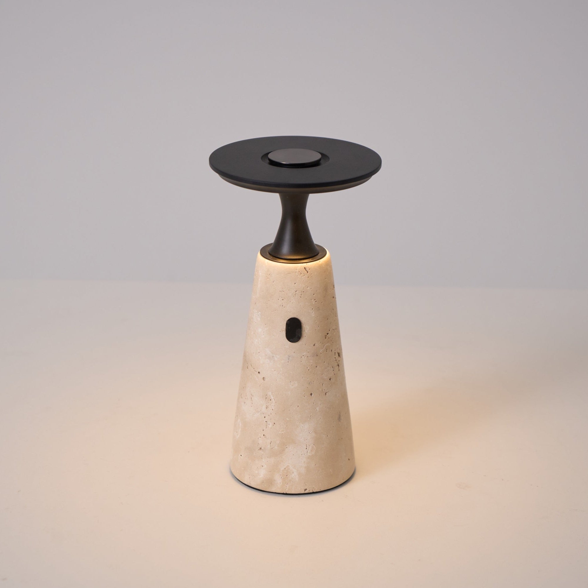 Vespera Sculptural Travertine Table Lamp - Letslighting