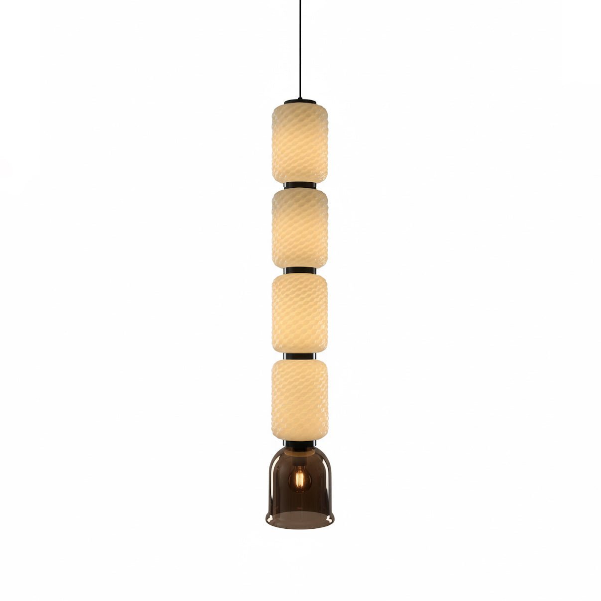 Textured Modern Metal & Glass Pendant Light
