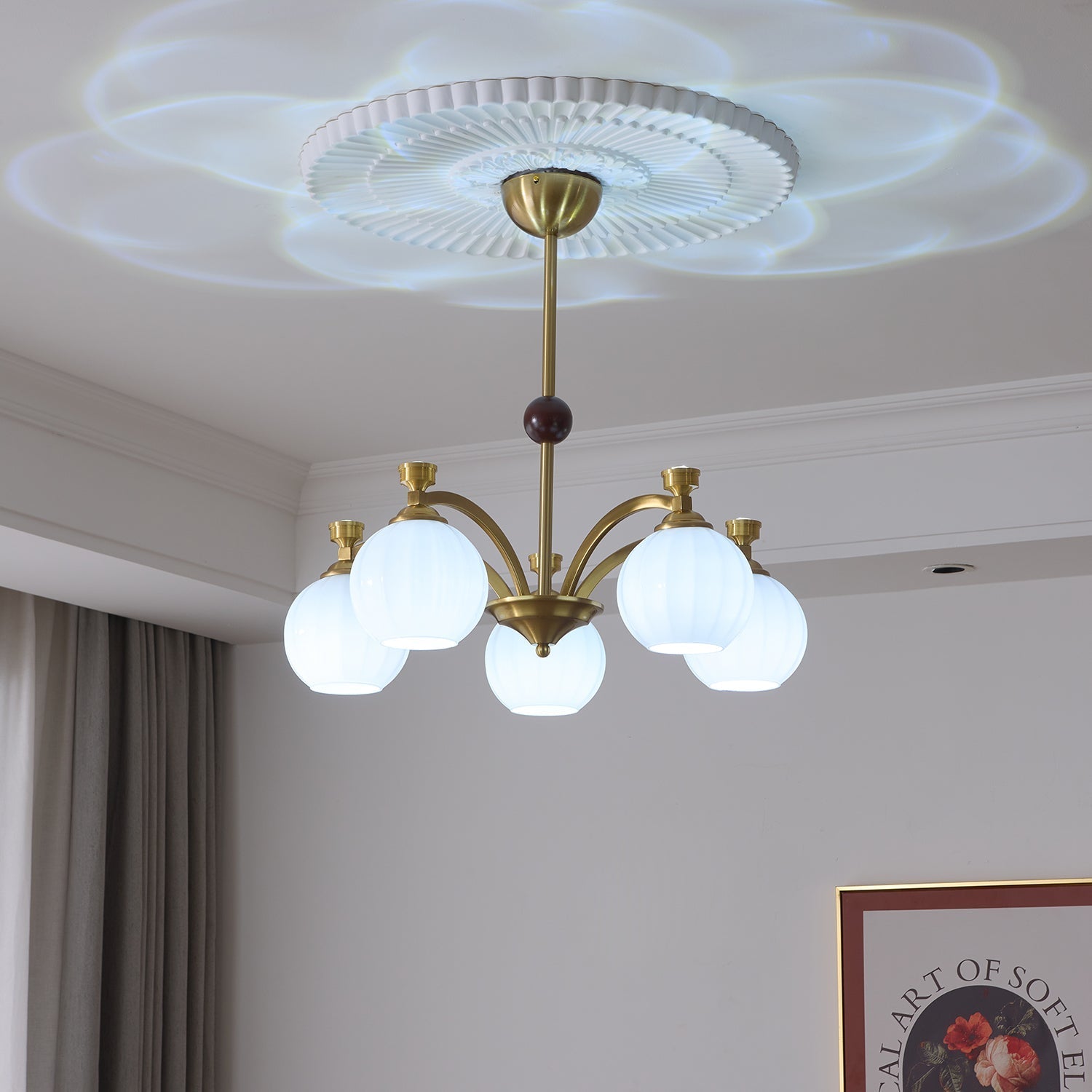 Usilia Elegance Vintage Glass Wood Chandelier - Letslighting