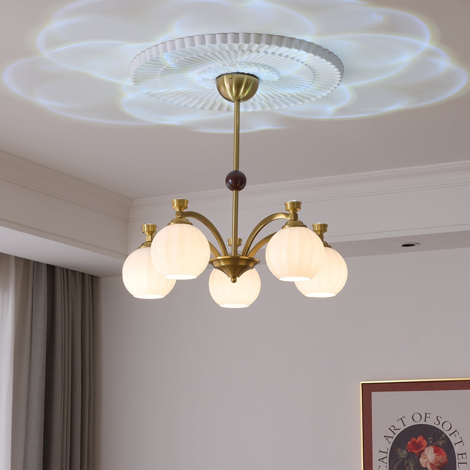 Usilia Elegance Vintage Glass Wood Chandelier - Letslighting