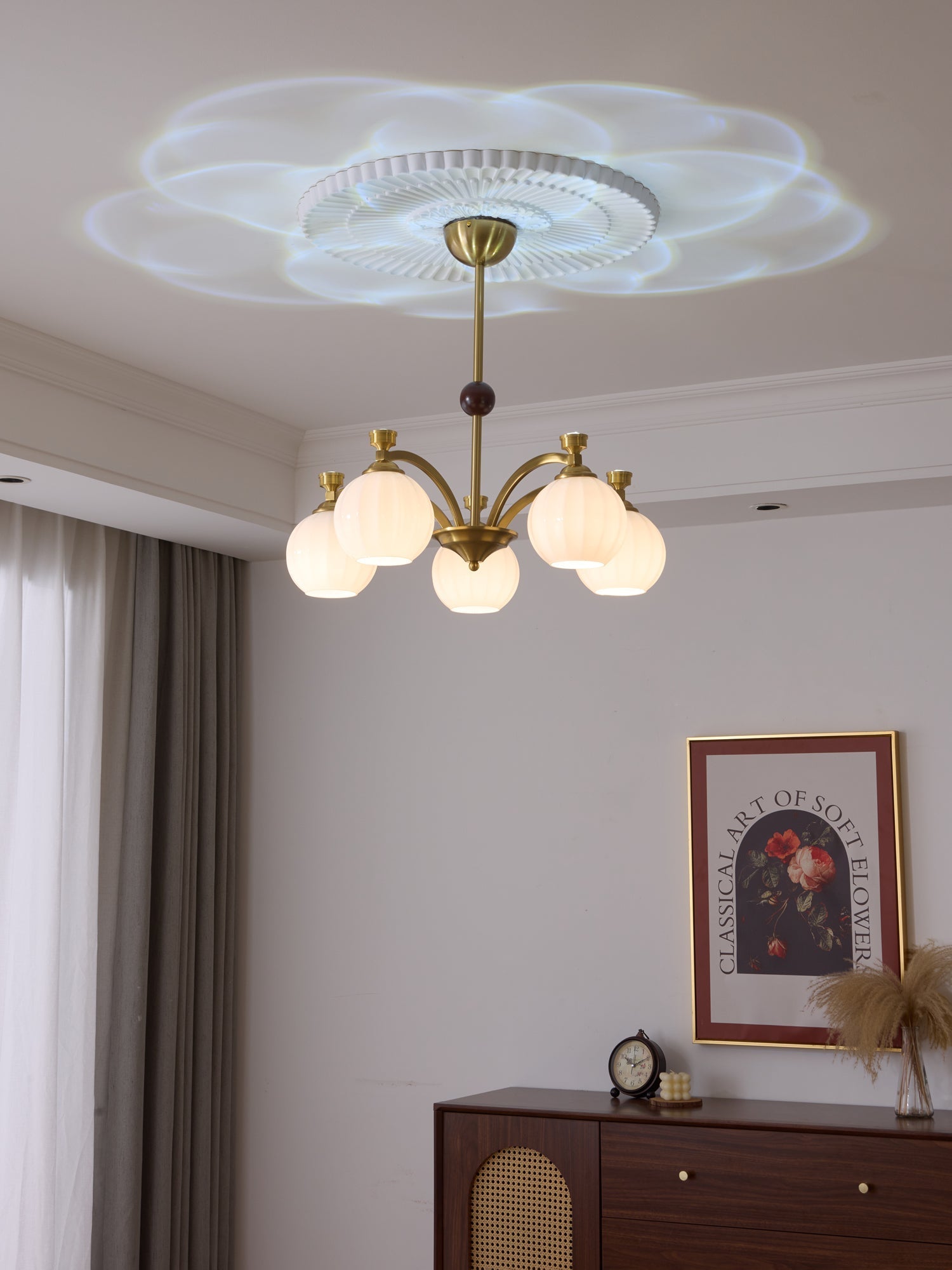 Usilia Elegance Vintage Glass Wood Chandelier - Letslighting
