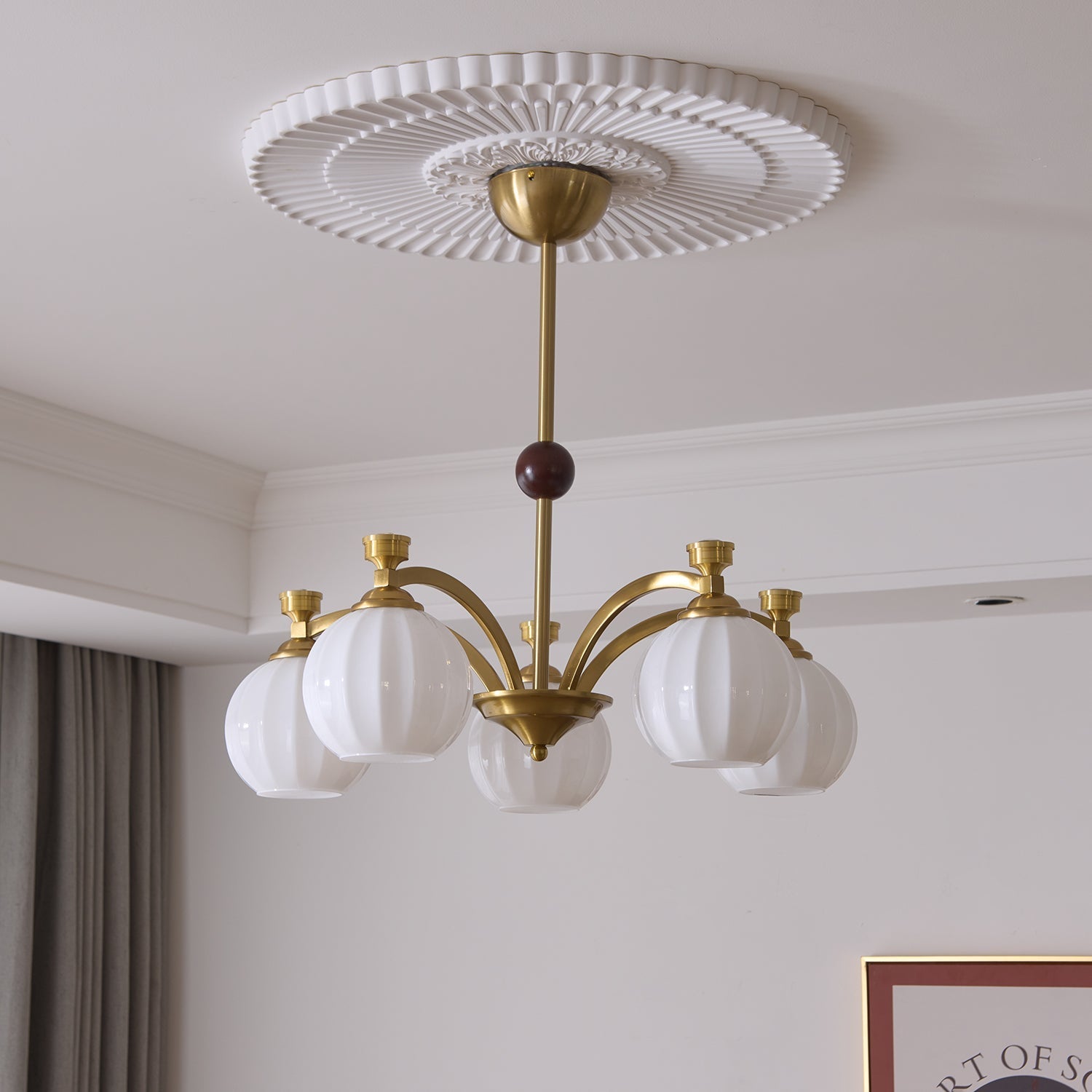 Usilia Elegance Vintage Glass Wood Chandelier - Letslighting