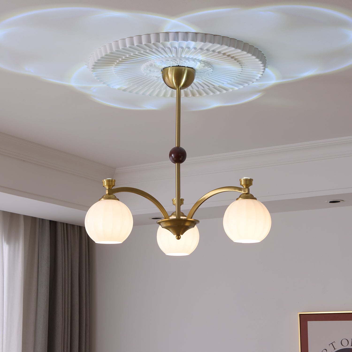 Usilia Elegance Vintage Glass Wood Chandelier - Letslighting