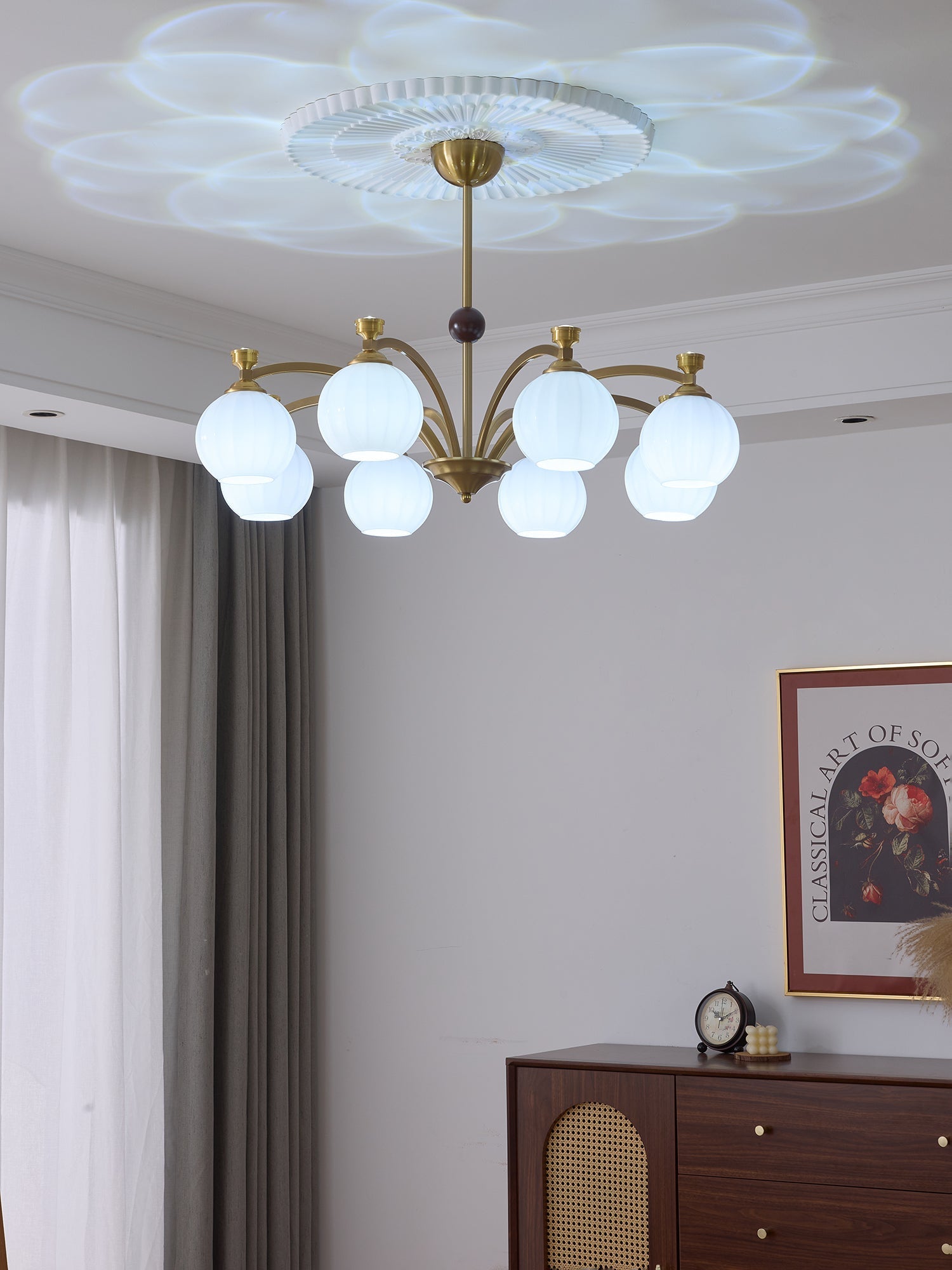 Usilia Elegance Vintage Glass Wood Chandelier - Letslighting