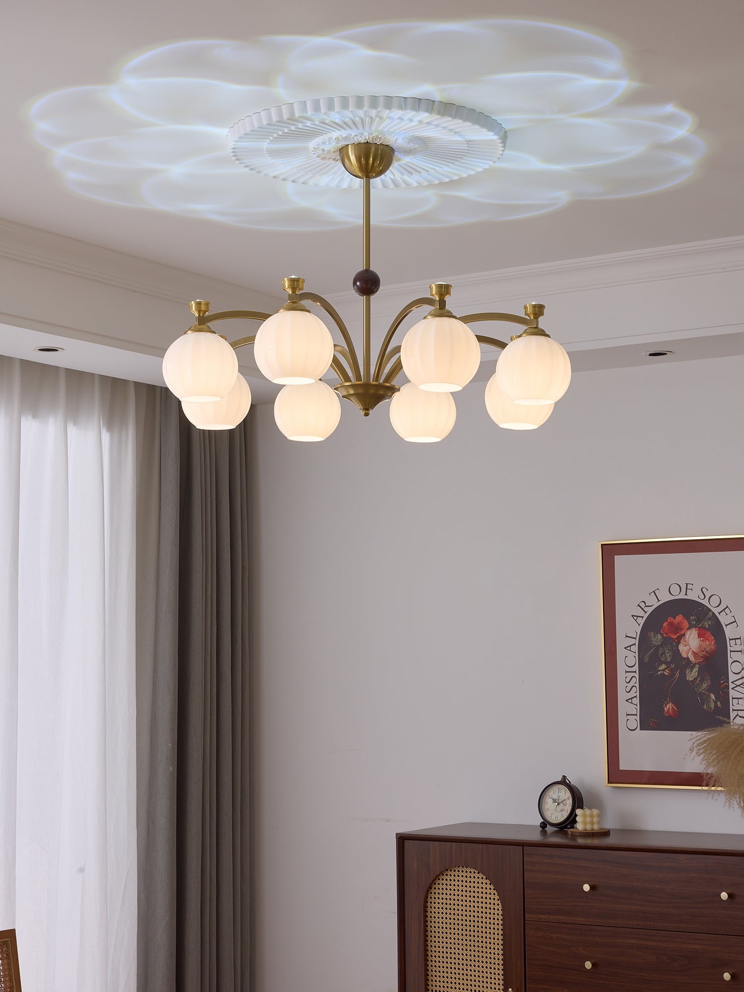 Usilia Elegance Vintage Glass Wood Chandelier - Letslighting