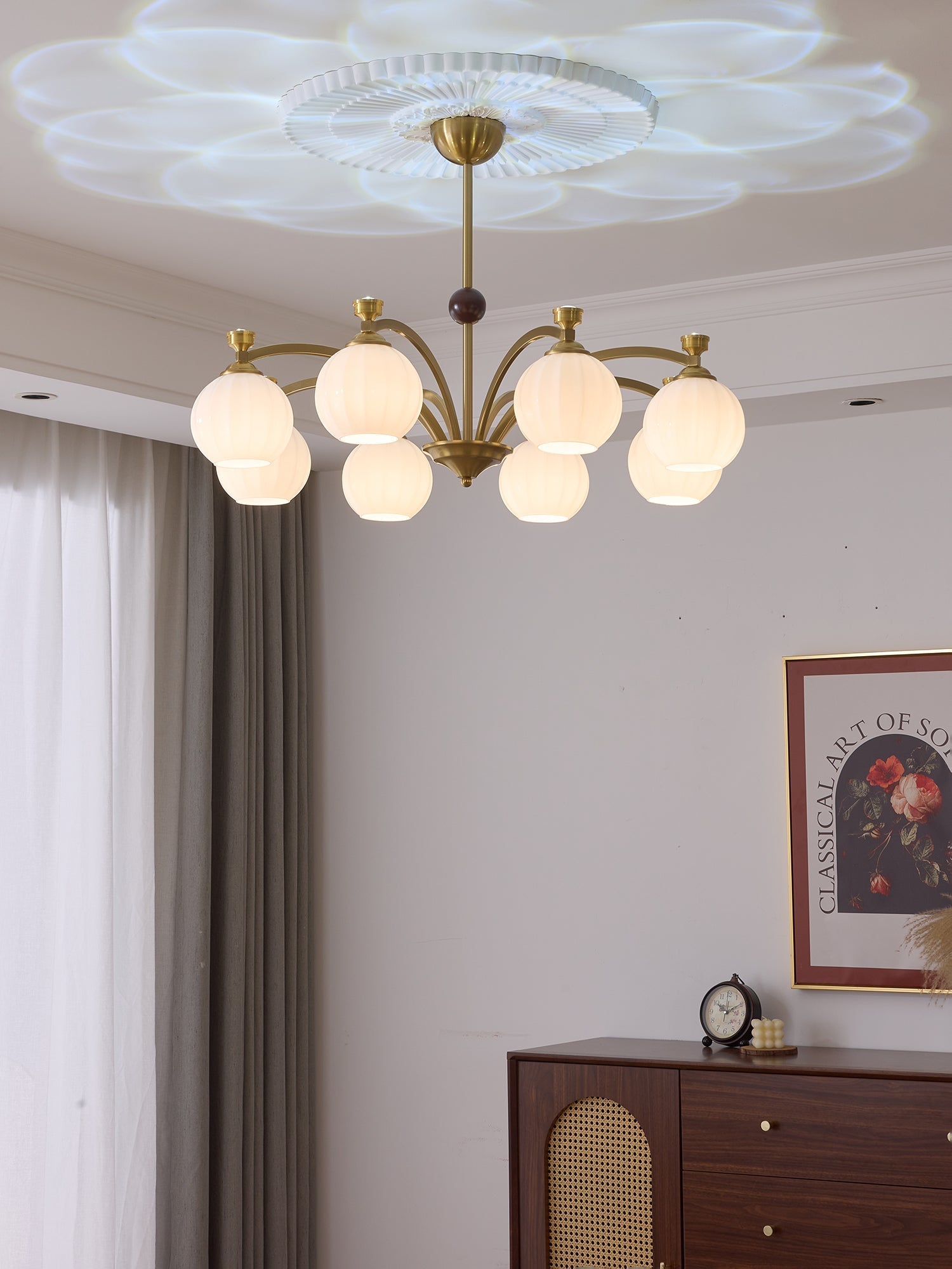 Usilia Elegance Vintage Glass Wood Chandelier - Letslighting
