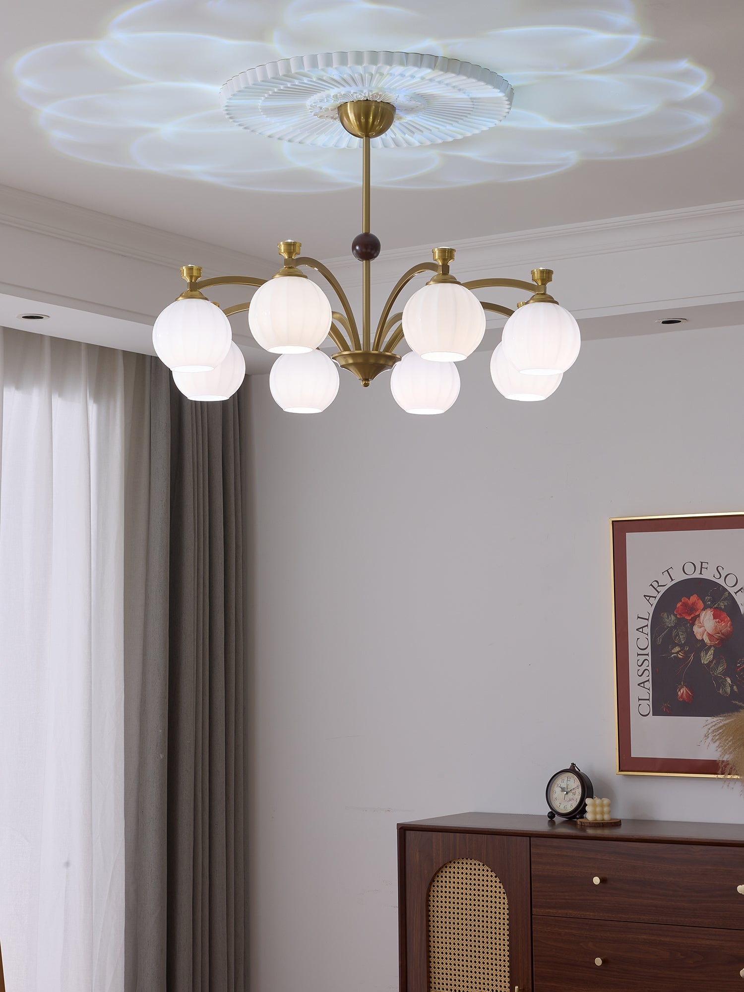Usilia Elegance Vintage Glass Wood Chandelier - Letslighting