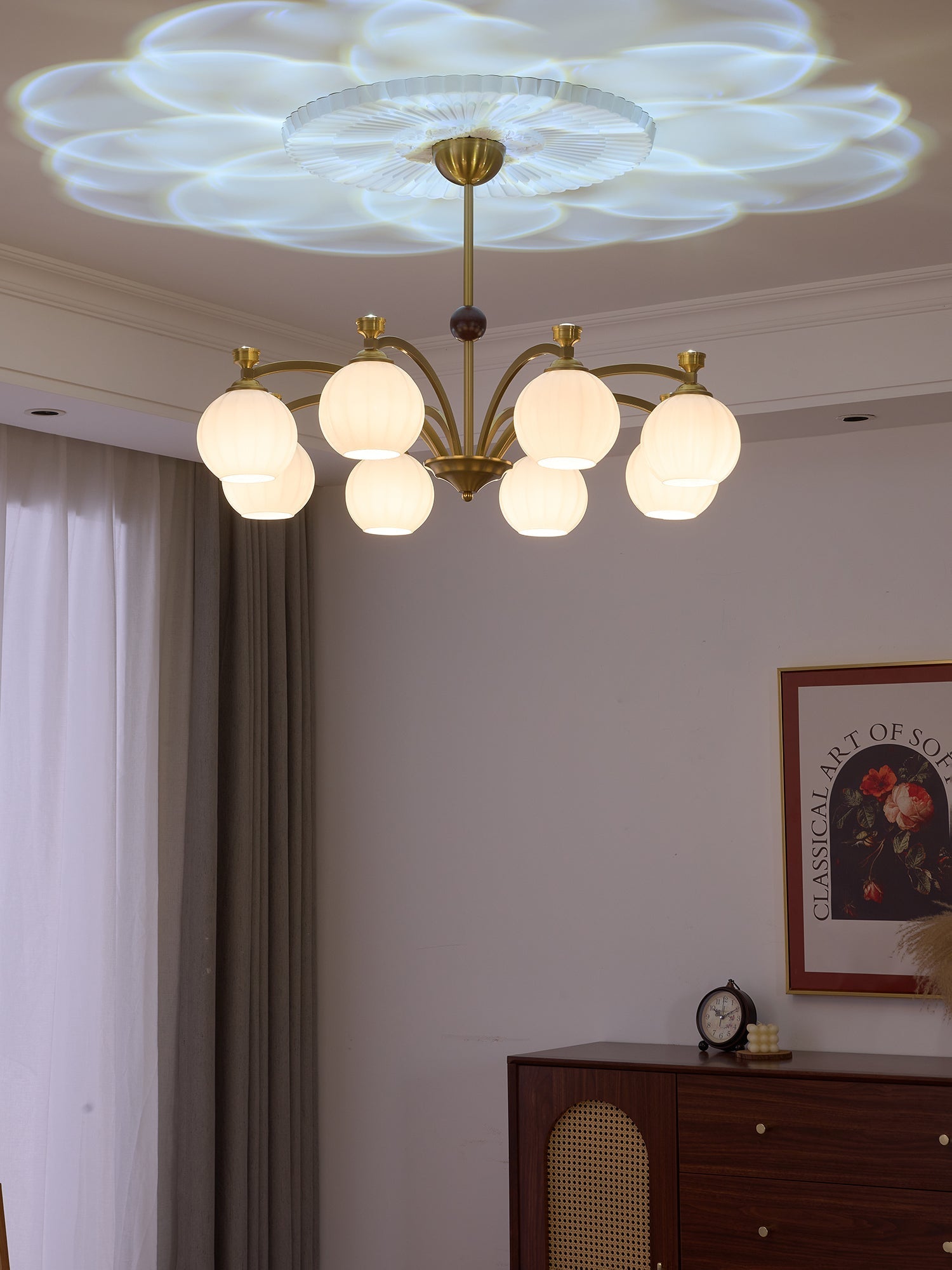 Usilia Elegance Vintage Glass Wood Chandelier - Letslighting